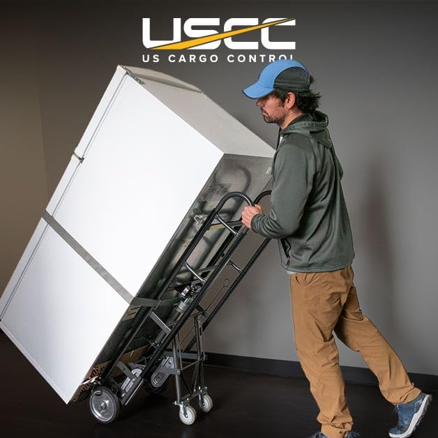 US Cargo Control Appliance Dolly Heavy Duty with Stair Climber & Kickback Wheels, 1,200 LBS Capacity, Industrial Appliance Hand Truck with Single Auto Recoil Strap System, Heavy Duty Steel Hand Truck