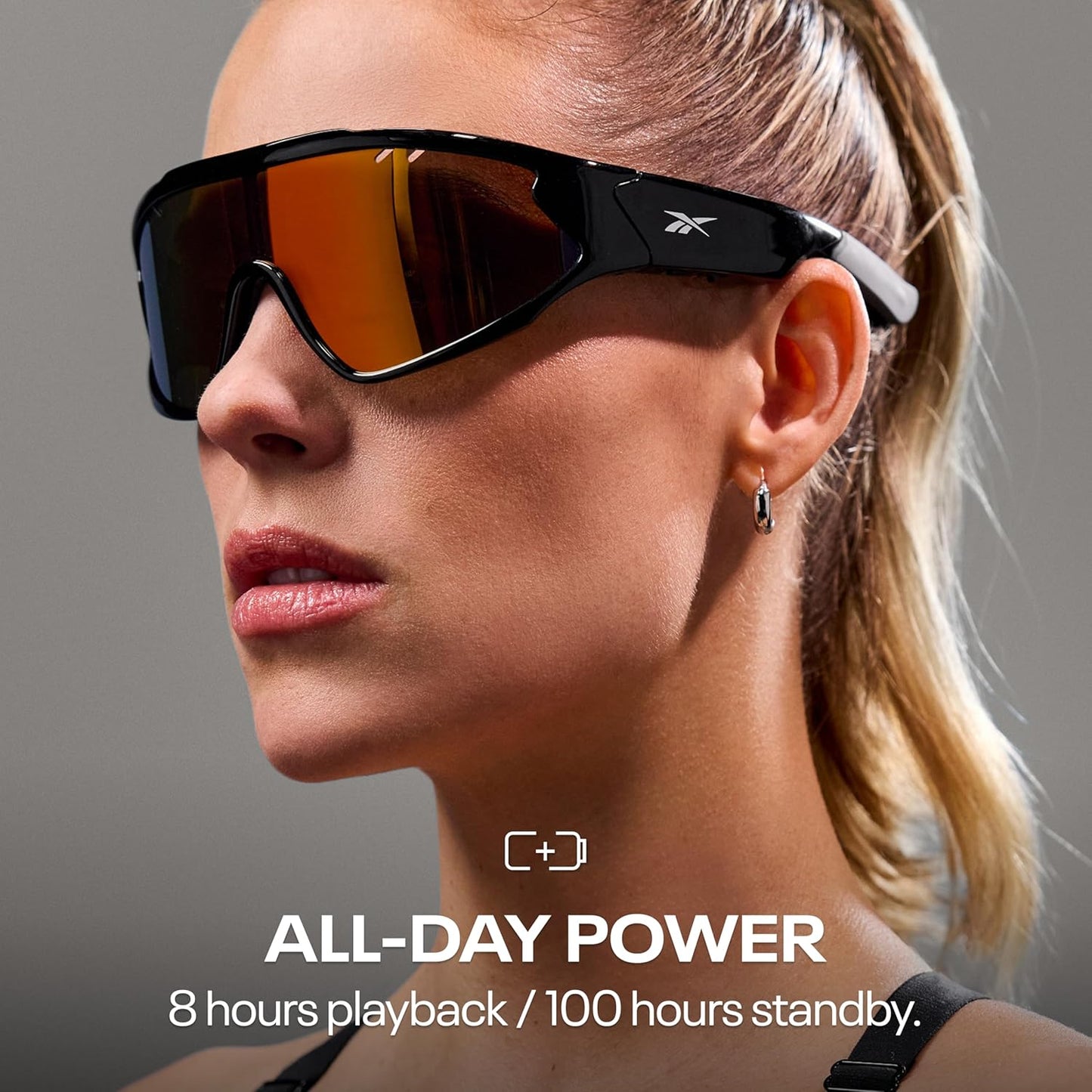 Reebok Voltage Smart Audio Sunglasses, Red Mirror Polarized Lens, Unisex, HiFi Bluetooth Sport Glasses with UV Protection - Powered by Lucyd