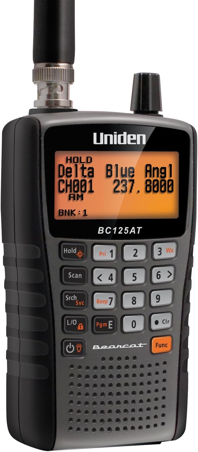 Uniden Bearcat BC125AT Handheld Scanner, 500-Alpha-Tagged Channels, Close Call Technology, PC Programable, Aviation, Marine, Railroad, NASCAR, Racing, and Non-Digital Police/Fire/Public Safety.