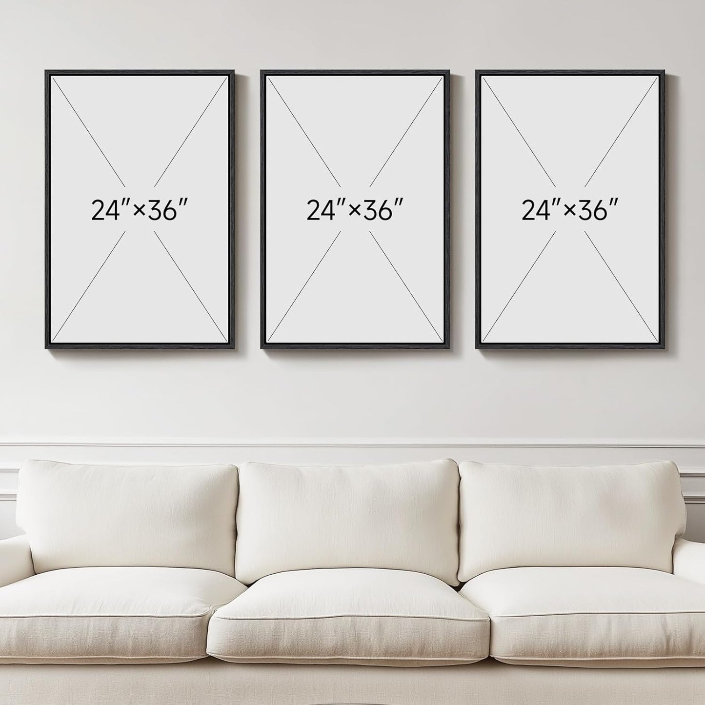 Large Framed Abstract Nature Landscape Wall Art for Living Room, Set of 3 Modern Canvas Prints Paintings Artwork for Walls, Green Lake Pictures for Hallway, Dining Room, Office Wall Decor 24x36 Inch