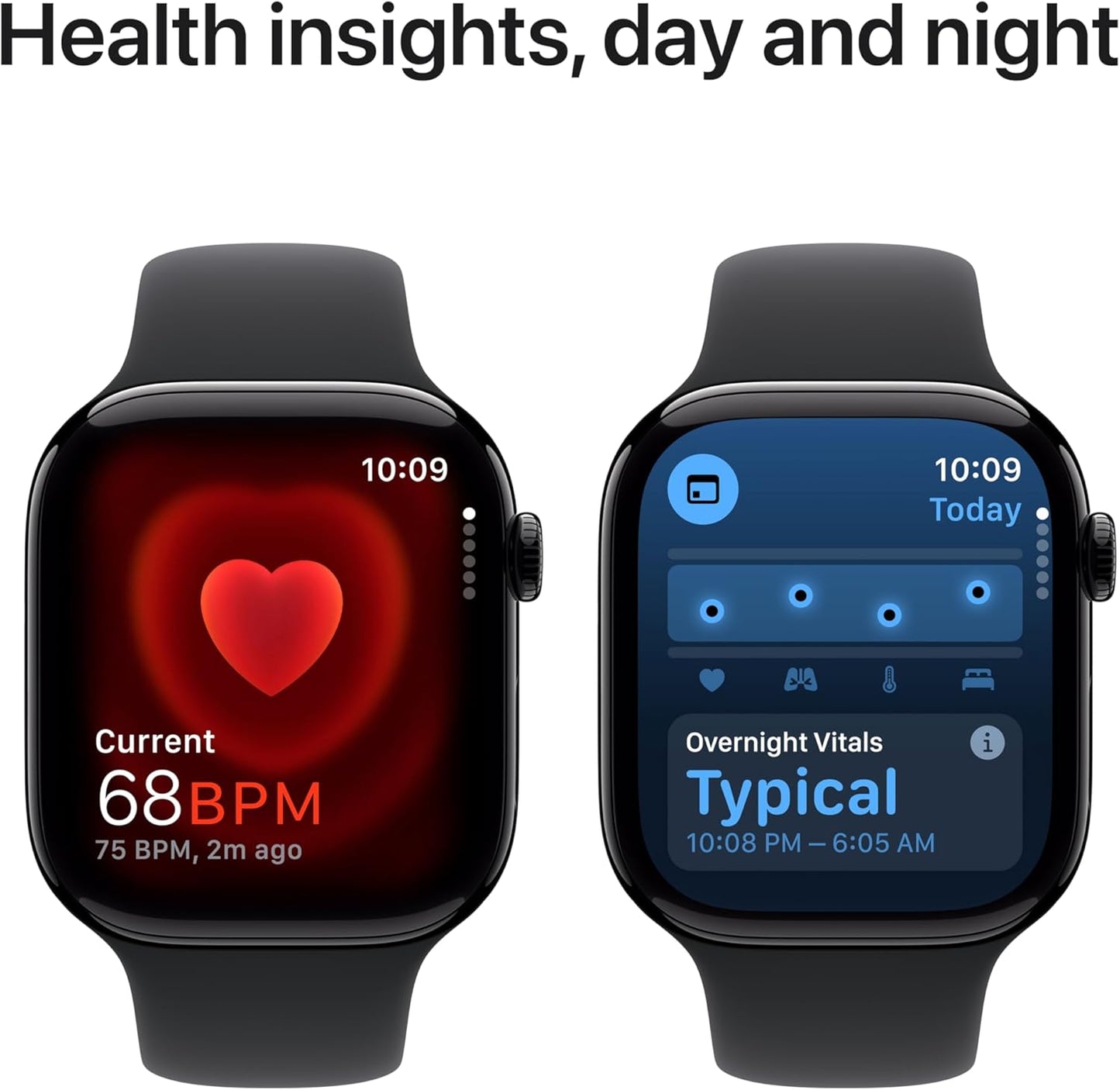 Apple Watch Series 10 GPS 46mm case Smartwatch with Jet Black Aluminum Case with Black Sport Band - M/L. Fitness Tracker, ECG App, Always-On Retina Display, Water Resistant
