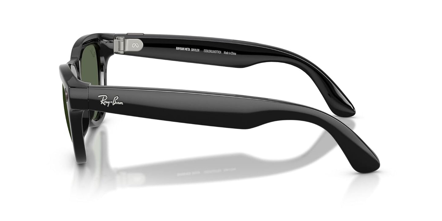 Ray-Ban Meta (Gen 2), Skyler, Shiny Black | Smart AI Glasses for Men, Women — 2x Battery Life — 3K Ultra HD Resolution — 12 MP Ultra-Wide Camera, Audio, Video — Green Lenses — Wearable Technology
