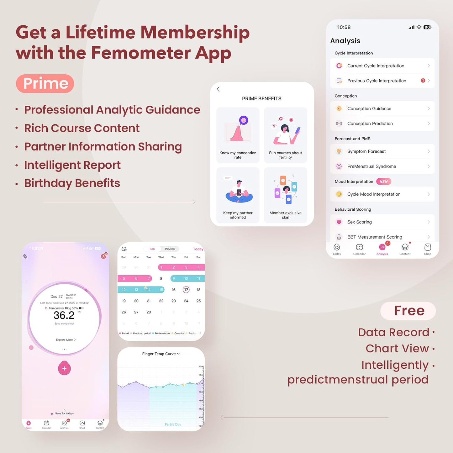 femometer Ring Gen1 for Fertility and Ovulation Tracking - Size First Sizing Kit - App Auto-Sync - Period & BBT Tracker - Sleep Analysis for Women - Rechargeable & Waterproof Size9