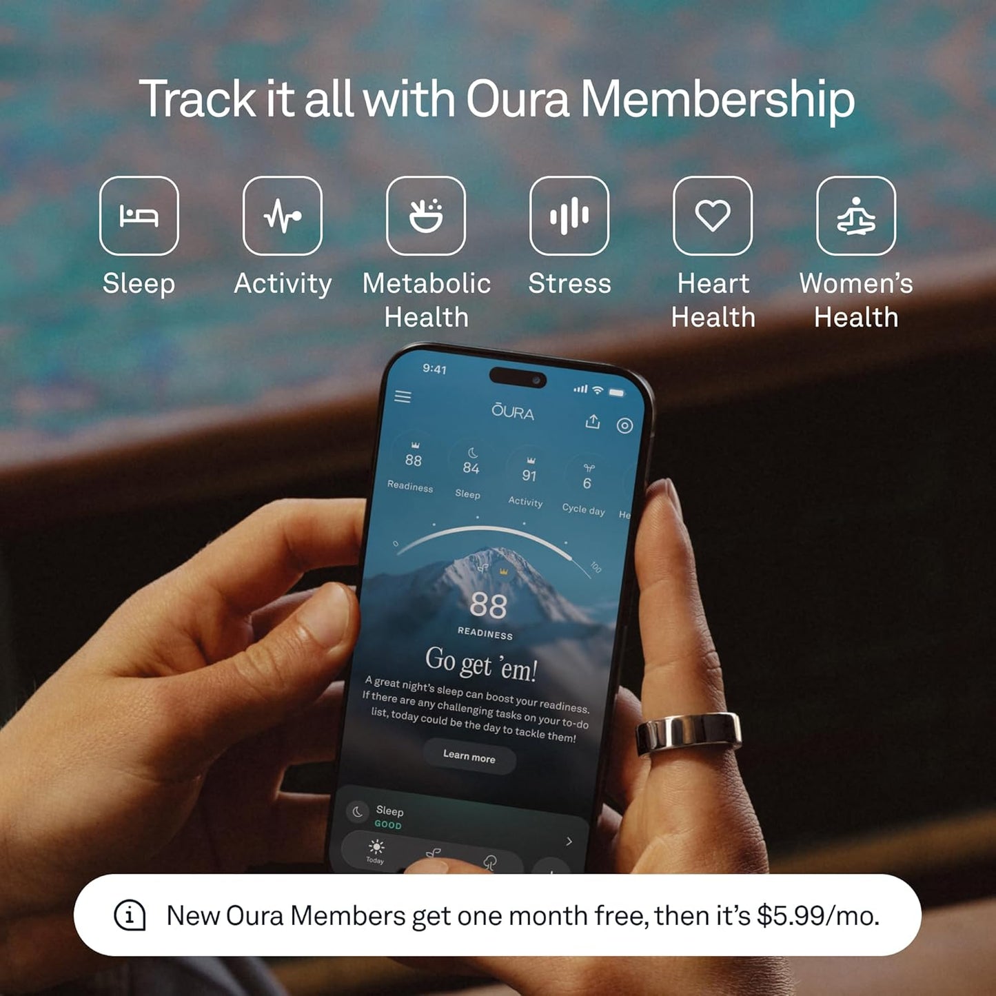 Oura Ring 4 - Gold - Size 8 - Sleep, Activity, Women's Health, AI Advisor, Up to 8 Days of Battery Life, Size Before You Buy, Android & iOS Compatible