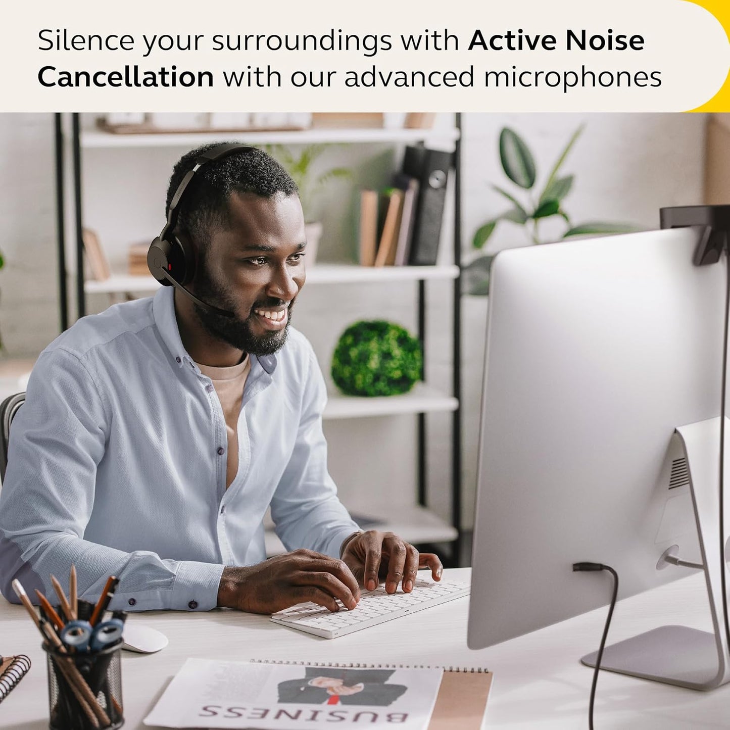 Jabra Evolve2 55 Mono Wireless Headset - Features AirComfort Technology, Noise-Cancelling Mics & Active Noise Cancellation - Works with UC Platforms Such as Zoom & Google Meet - Black