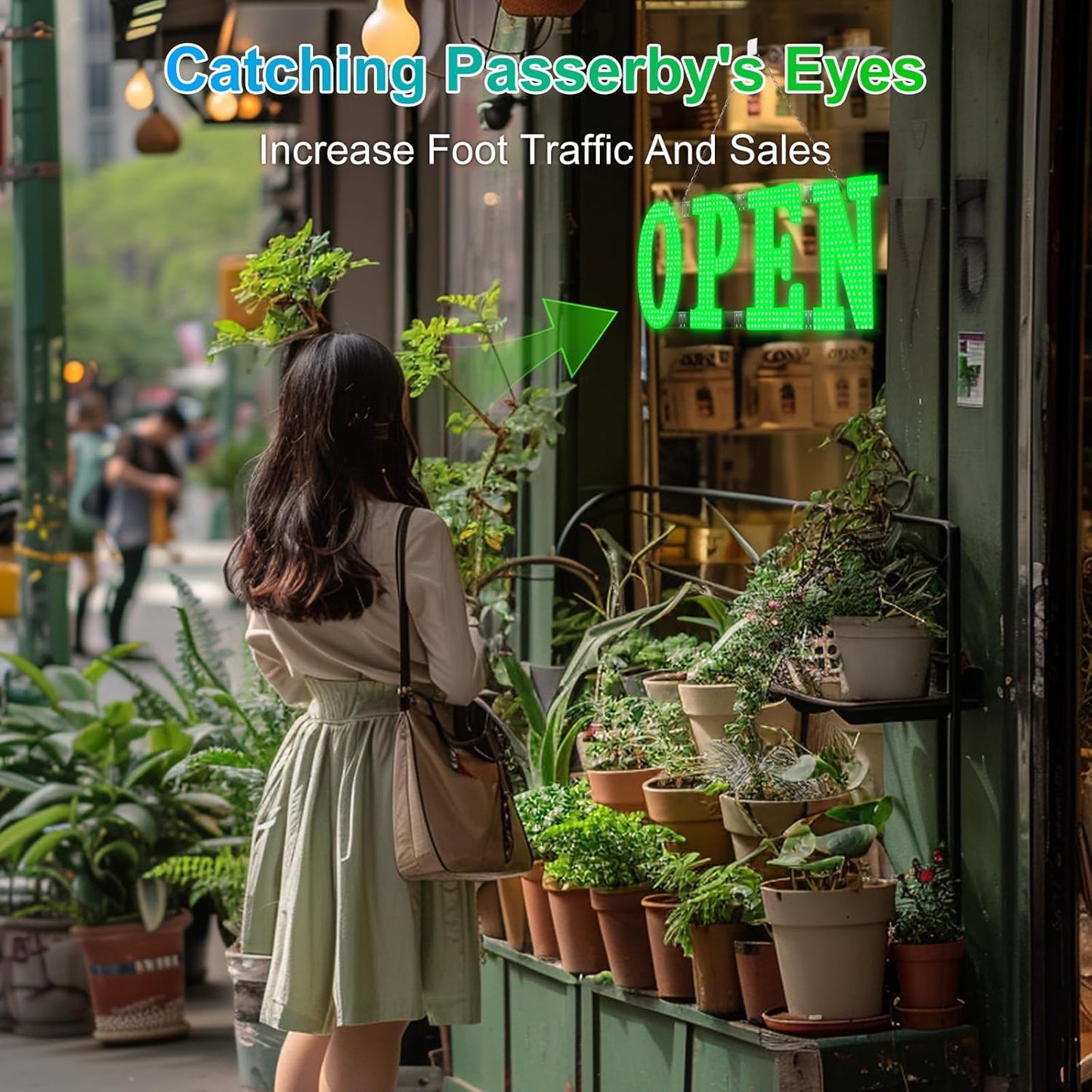 40"x14" Large LED Open Signs for Business Super Bright Unique Design Open Sign with Hanging Installation for Window Stores Bar Hotel Retail Shops Salon Restaurant Office Green