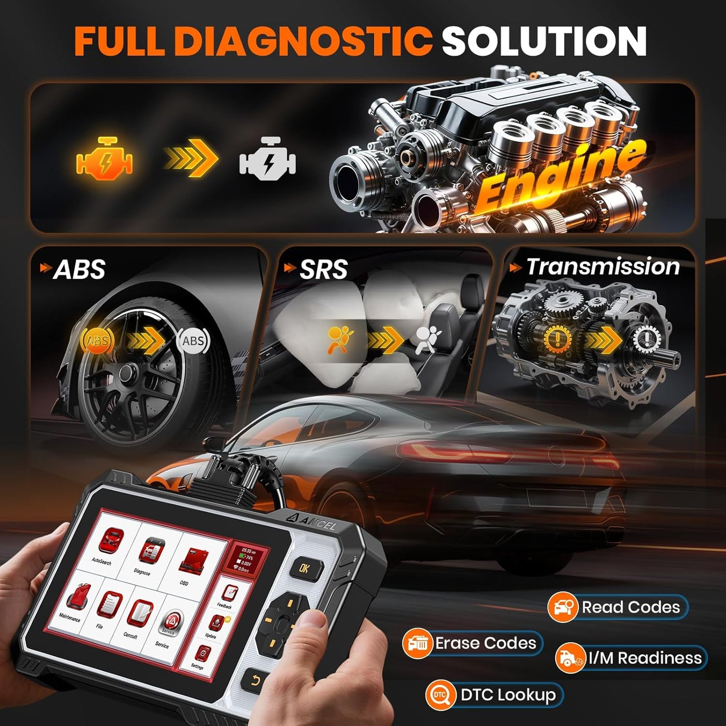 ANCEL FX6000 Bidirectional OBD2 Scanner - ABS, SRS, Transmission & Engine Car Diagnostic Scan Tool with 7+ Reset Services (ABS Bleed, EPB, SAS, BMS, Oil), Auto Scan, Lifetime Free Updates