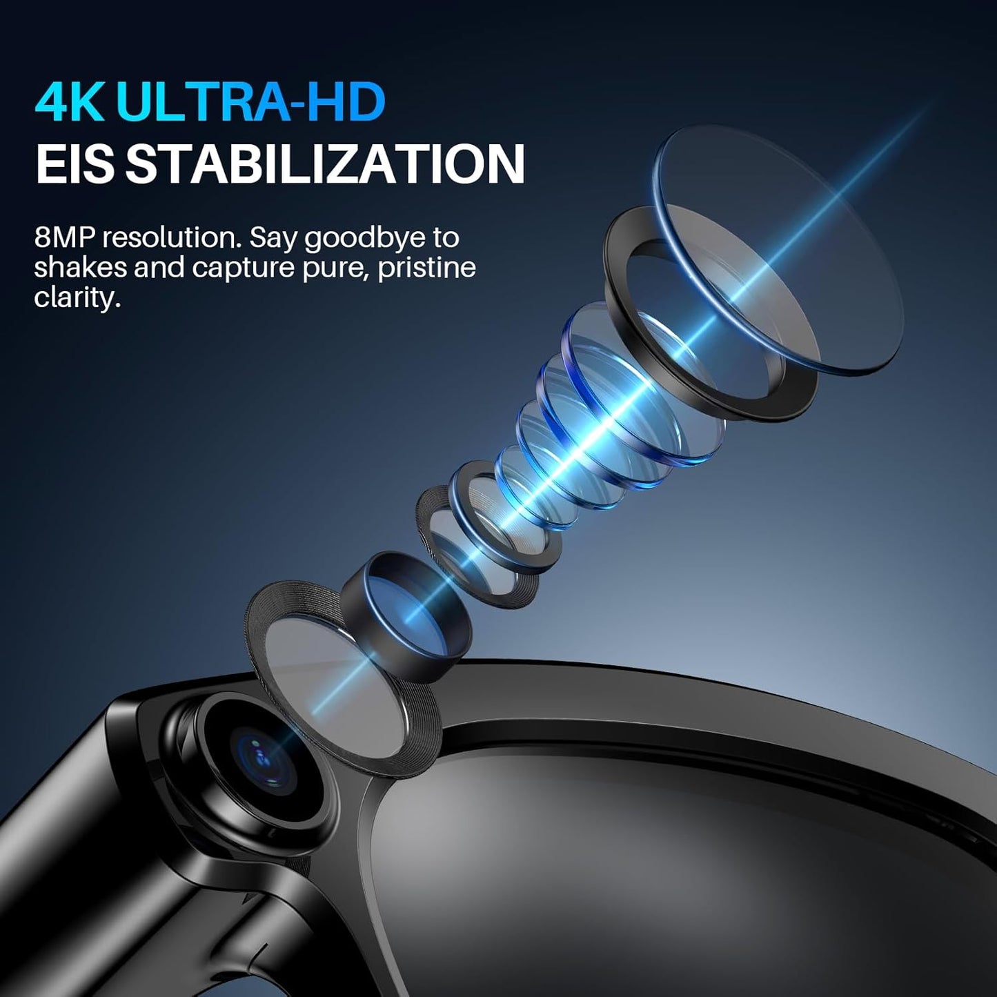 EnergyPort AI Smart Glasses with Camera, 4K HD Video Recording, AI Assistant/Real-Time Translation, Bluetooth Calling, for Men & Women, Suitable for Outdoor Activities (Includes 2 Pairs of Lenses)
