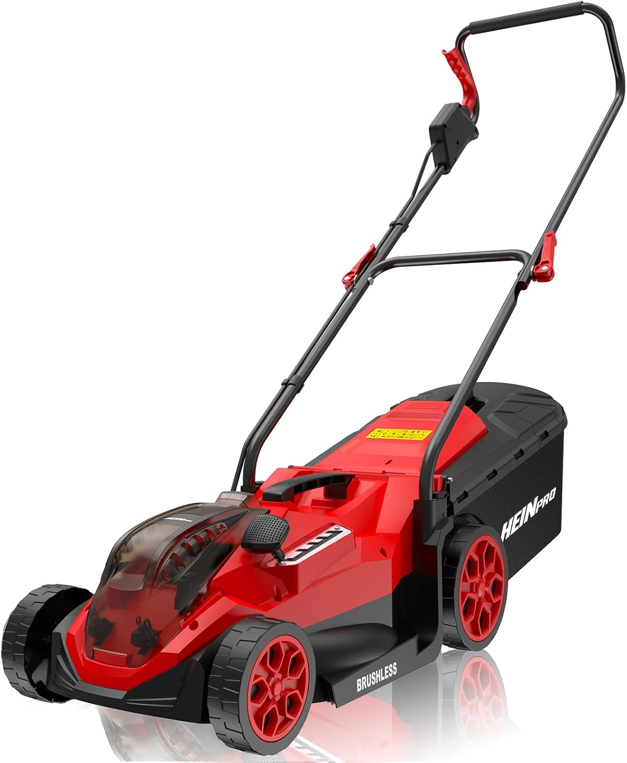 HEINPRO 14" Cordless Lawn Mower Compatible with Milwaukee M18 Battery, 2-in-1 Brushless Electric Lawn Mower for Small Yards, Push Mowers with 5-Position Height Adjustment, Red (Tool Only)