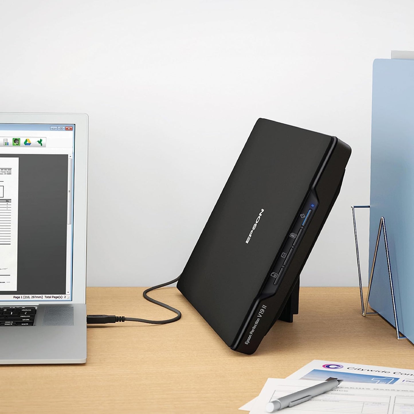Epson Perfection V19 II Color Photo, Tax Receipt & Document Flatbed Scanner with 4800 dpi Optical Resolution USB Power, High-Rise, Removable Lid