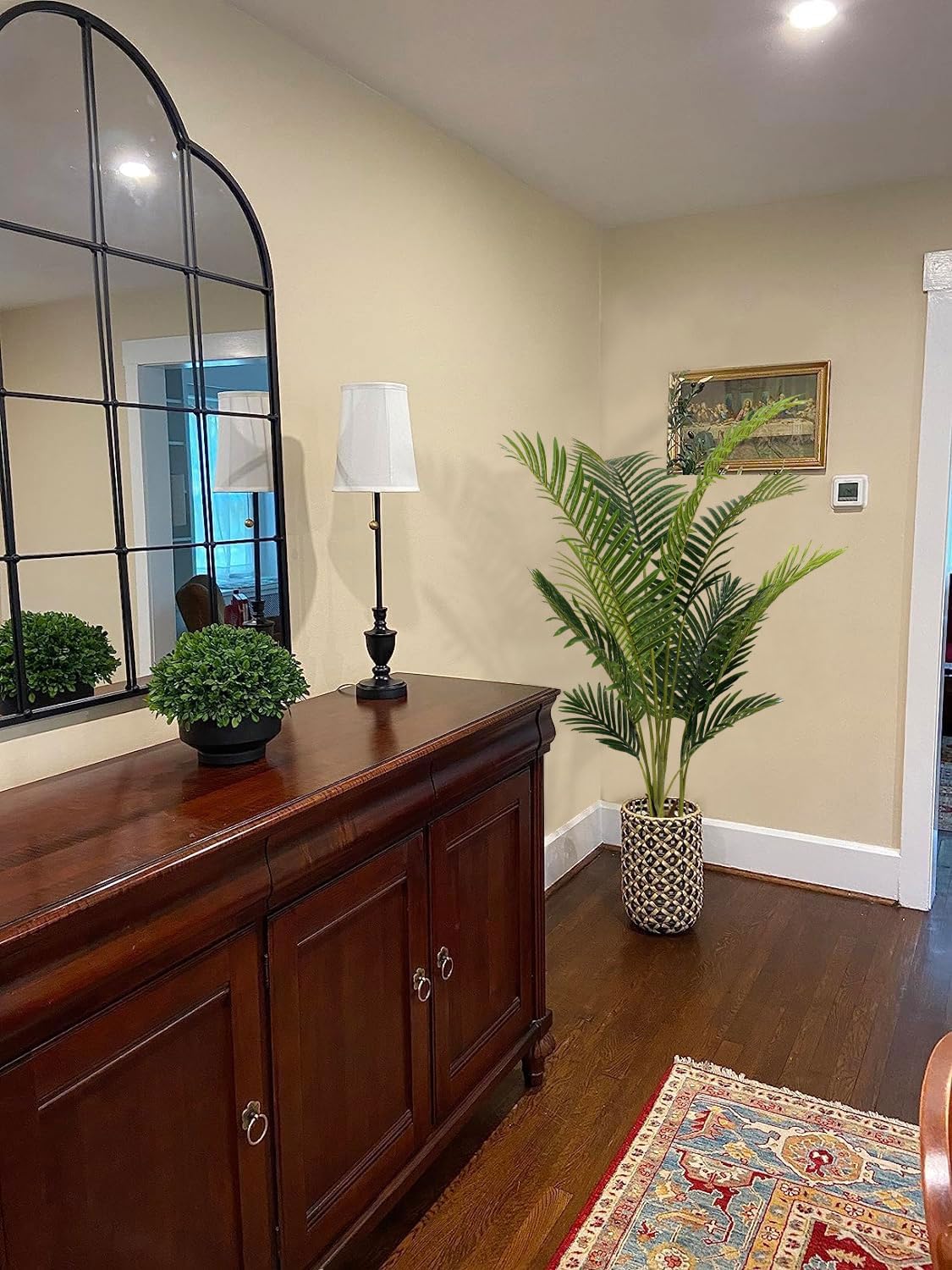 Aveyas 5ft Artificial Palm Tree for Home Decor, 5 Feet Faux Plant Fake Silk Tropical Kentia Areca Trees with Pot for Indoor Outdoor House Living Room Office Porch Garden (5 ft Tall) - Set of 2 Pack