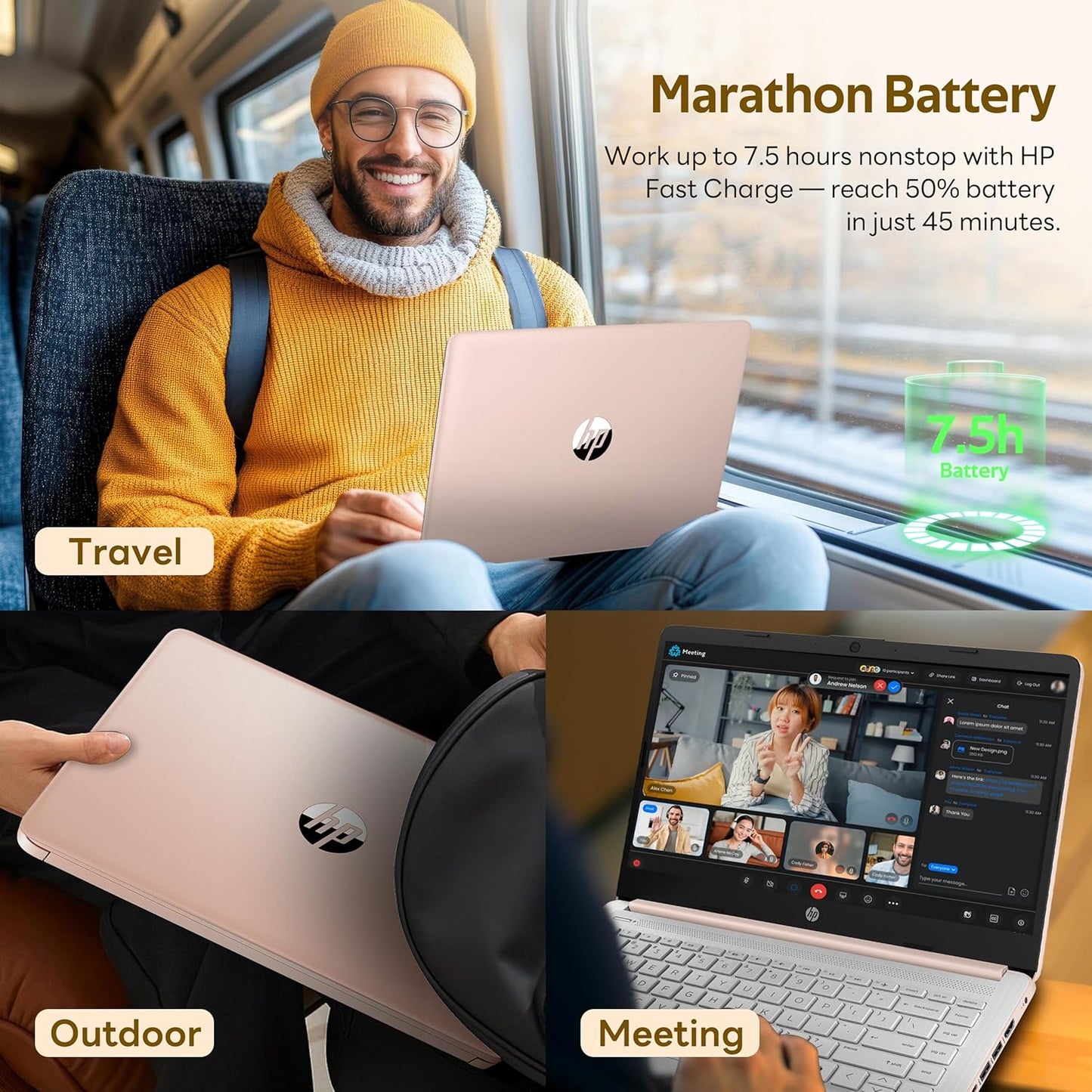 HP Stream 14" Laptop with AI Copilot, Flagship for Students & Business, 13th Gen Intel 4-Core, 4GB RAM, 1.12TB Storage (128GB UFS + 1TB Docking Station), Office 365 1-Year, Win 11 S, Pale Rose Gold