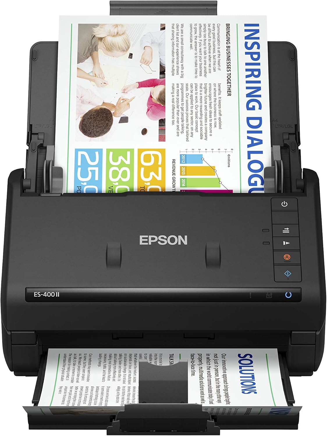 Epson Workforce ES-400 II Color Duplex Desktop Document Scanner for PC and Mac, with Auto Document Feeder (ADF) and Image Adjustment Tools & Black Ribbon, 15M Characters (S015384) Medium