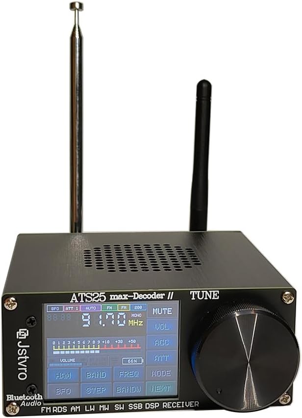 Upgraded SI4732 ATS25 Max-Decoder II Shortwave Radio Receiver, adds Four New Modes CW, RTty Decoding, WiFi, BT and Four Audio Spectrum, HI-Z, Supports AM FM RDS LW MW SW SSB DSP