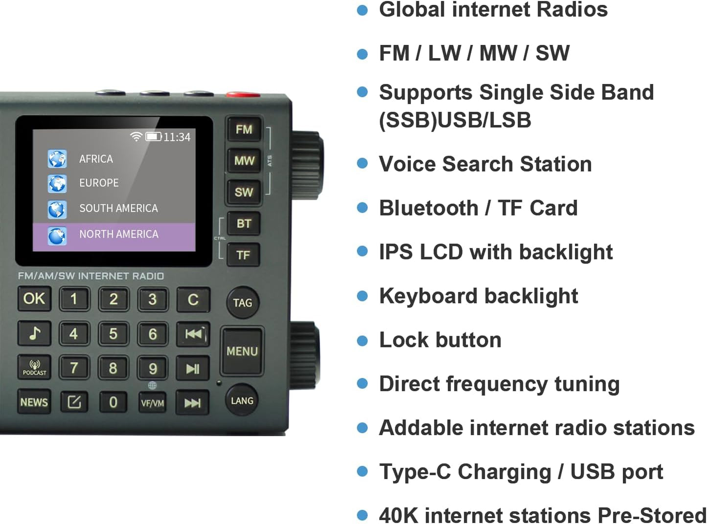 CHOYONG LC90 Mini Multi-Band Smart Internet Radio Portable WiF/4G,AM/FM,Longwave & Shortwave Radio with SSB Single Side Band,Bluetooth,TF Card,All World Radios,Digital Radio, choyoung