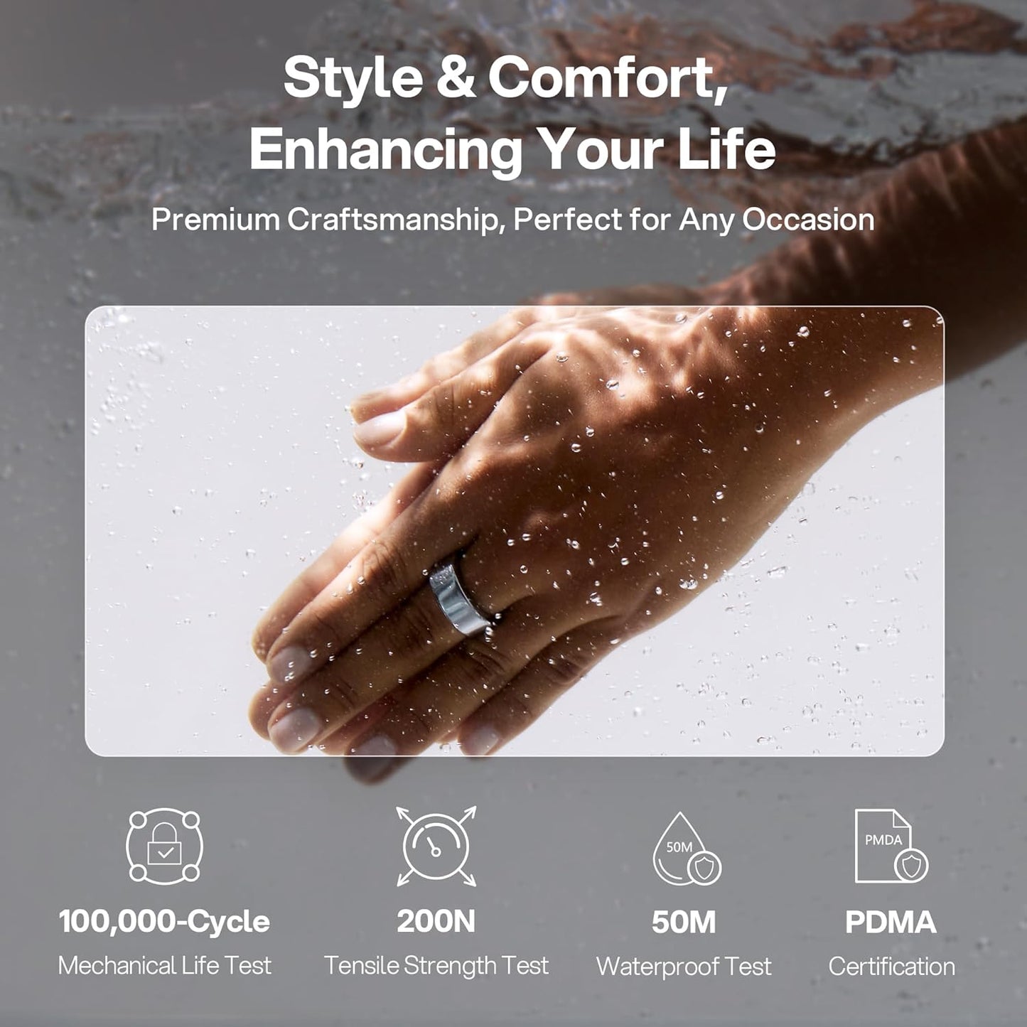 Smart Ring-Automatically Adjustable Wearable Ring for Men & Women, No App Subscription, Fitness Ring for Sleep Tracking - Fitness Tracker