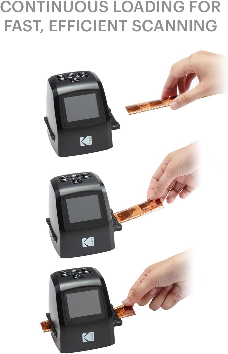 KODAK Mini Digital Film & Slide Scanner – Converts 35mm, 126, 110, Super 8 & 8mm Film to 22MP JPEG Images – Includes 2.4" LCD Screen & Easy-Load Adapters