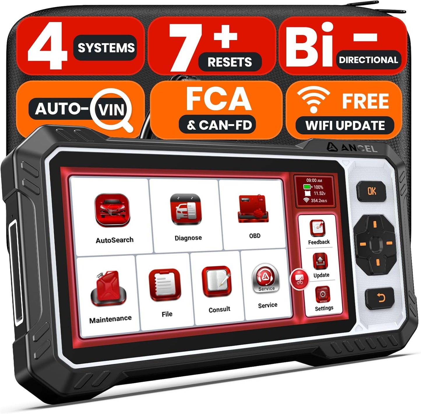 ANCEL FX6000 Bidirectional OBD2 Scanner - ABS, SRS, Transmission & Engine Car Diagnostic Scan Tool with 7+ Reset Services (ABS Bleed, EPB, SAS, BMS, Oil), Auto Scan, Lifetime Free Updates