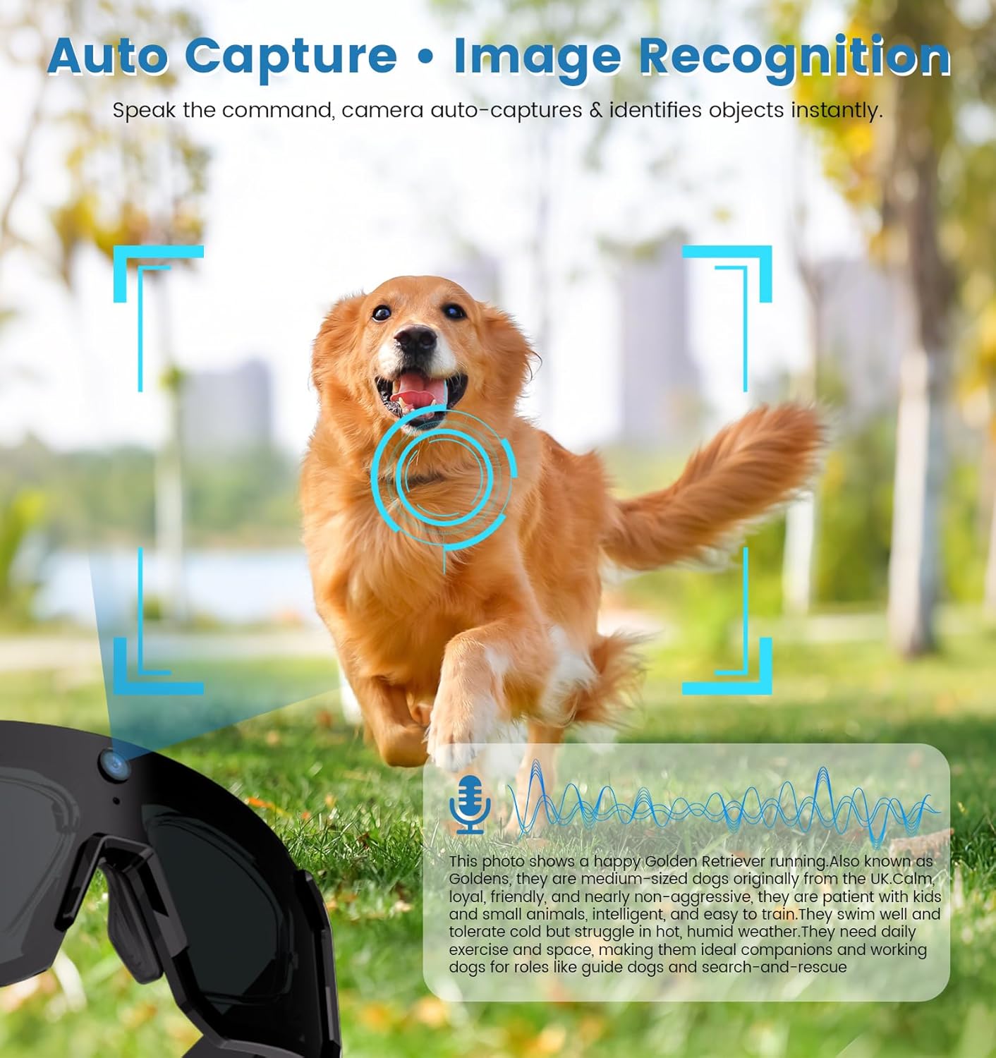 AI Smart Glasses with Camera 8MP,1200P HD Video Recording Camera Glasses for Men,Women, Polarized Sports Running Sunglasses with Bluetooth Call ,Dual Mic Noise Canceling,ChatGPT for Cycling Hiking