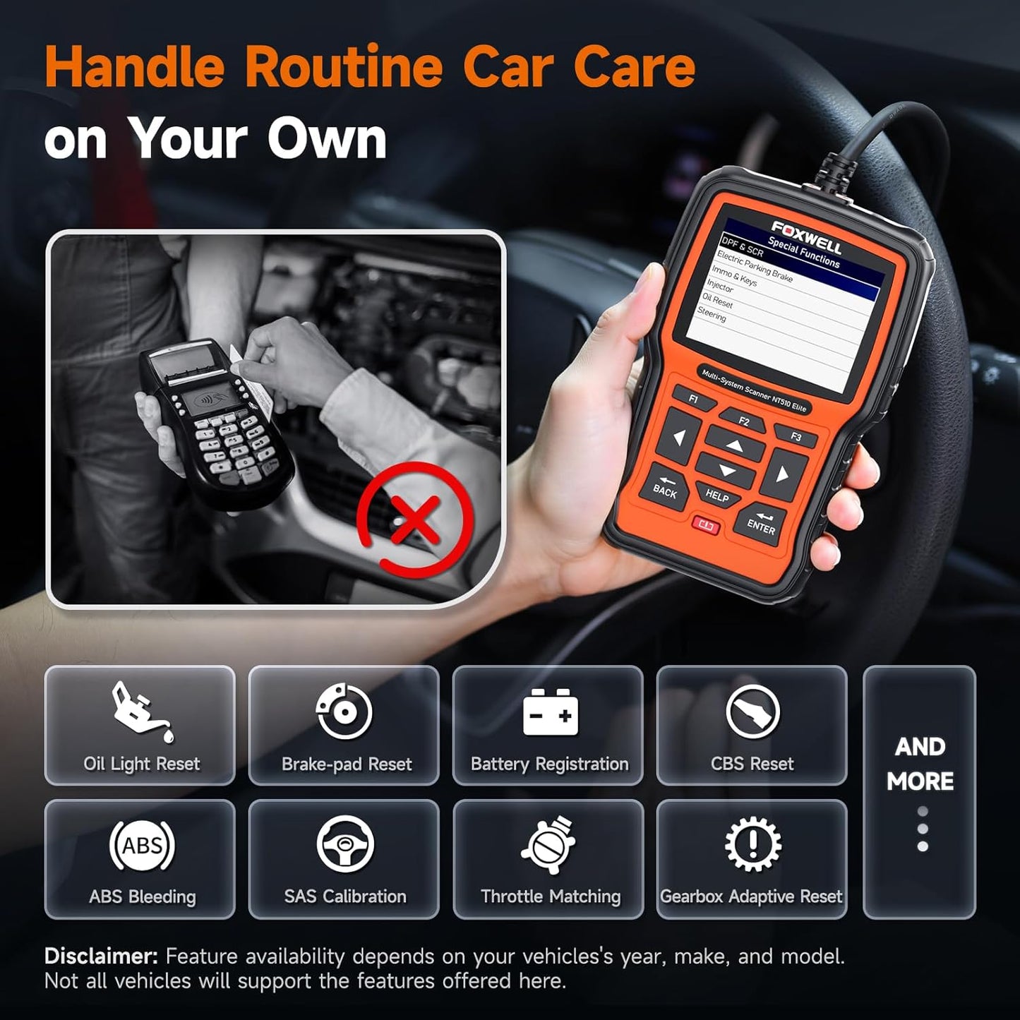 FOXWELL NT510 Elite Scan Tool fit for BMW Scanner Full Diagnostic Tool OBD2 Scanner, All System Bi-Directional Control Code Reader with All Reset Services, Battery Registration Tool fit for BMW Mini