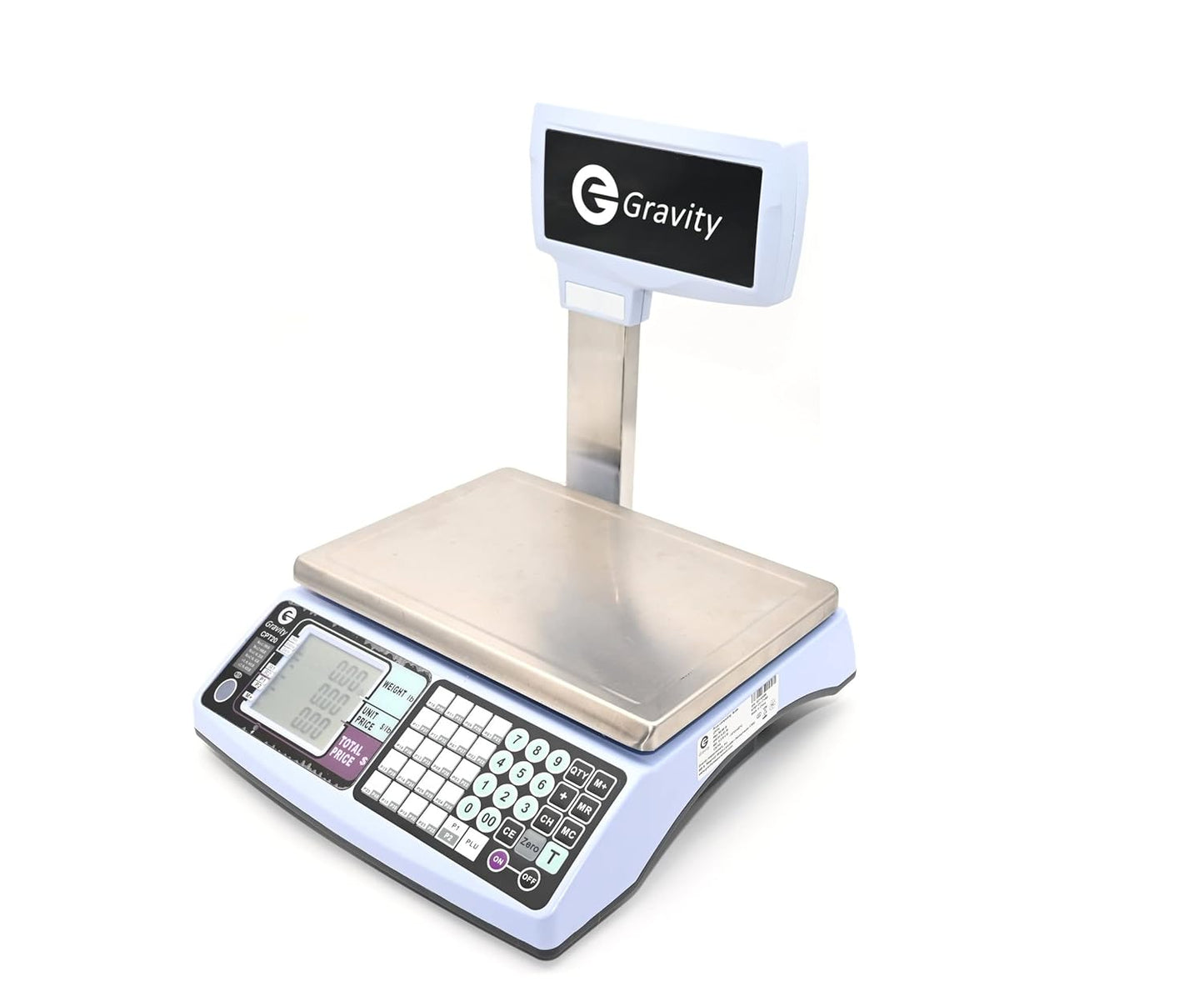 NTEP Legal for Trade Price Computing Scale with Pole Display, 30lb / 60lb Capacity, 0.01lb / 0.02lb Resolution, Dual Range for Increased Accuracy
