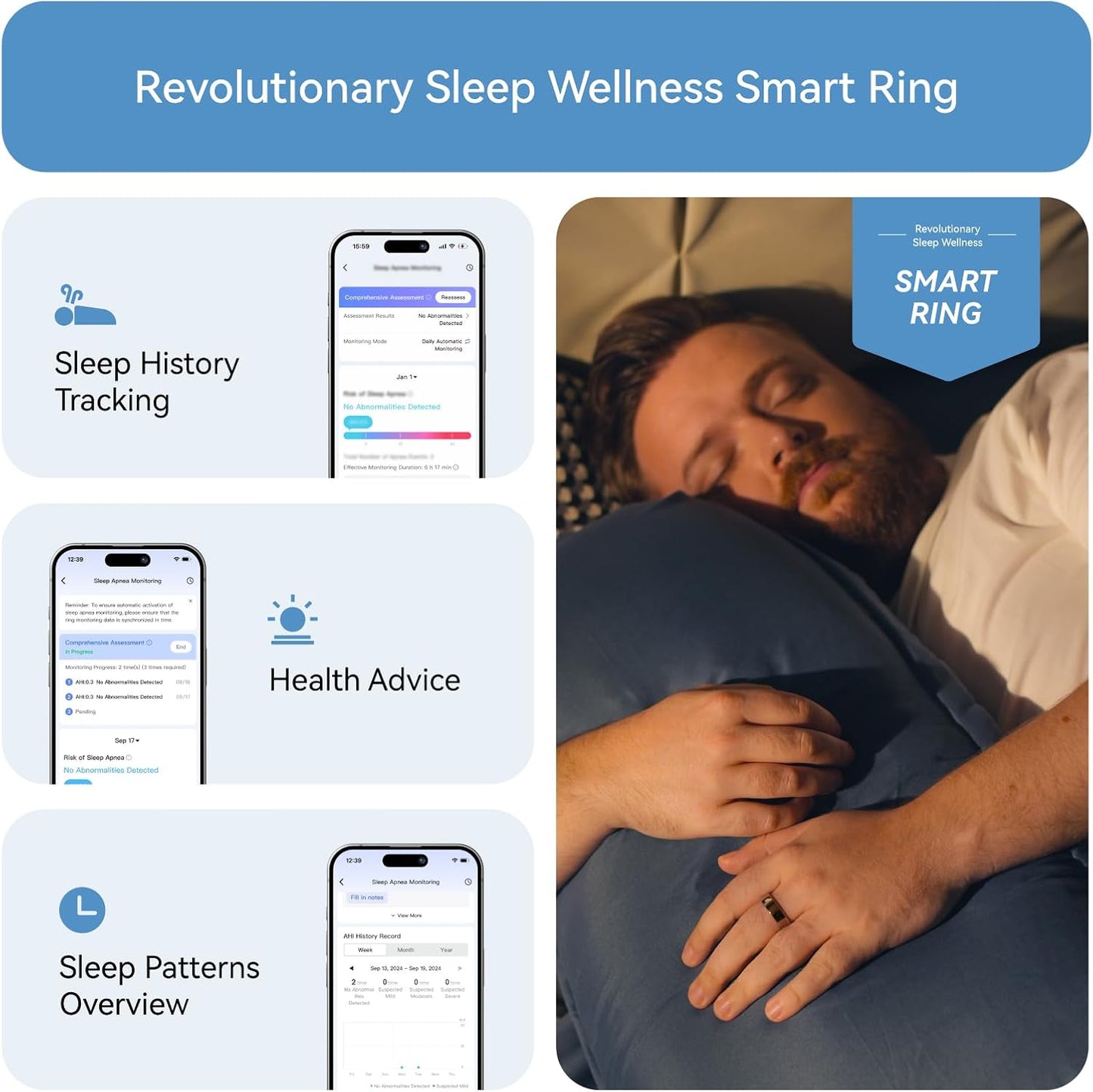 RingConn Gen 2, World's First Smart Ring with Sleep Apnea Monitoring, No APP Subscription, 12-Day Battery Life, Stress/Heart Rate/Women's Health Tracker, Android & iOS Compatible (Gold, Size 8)
