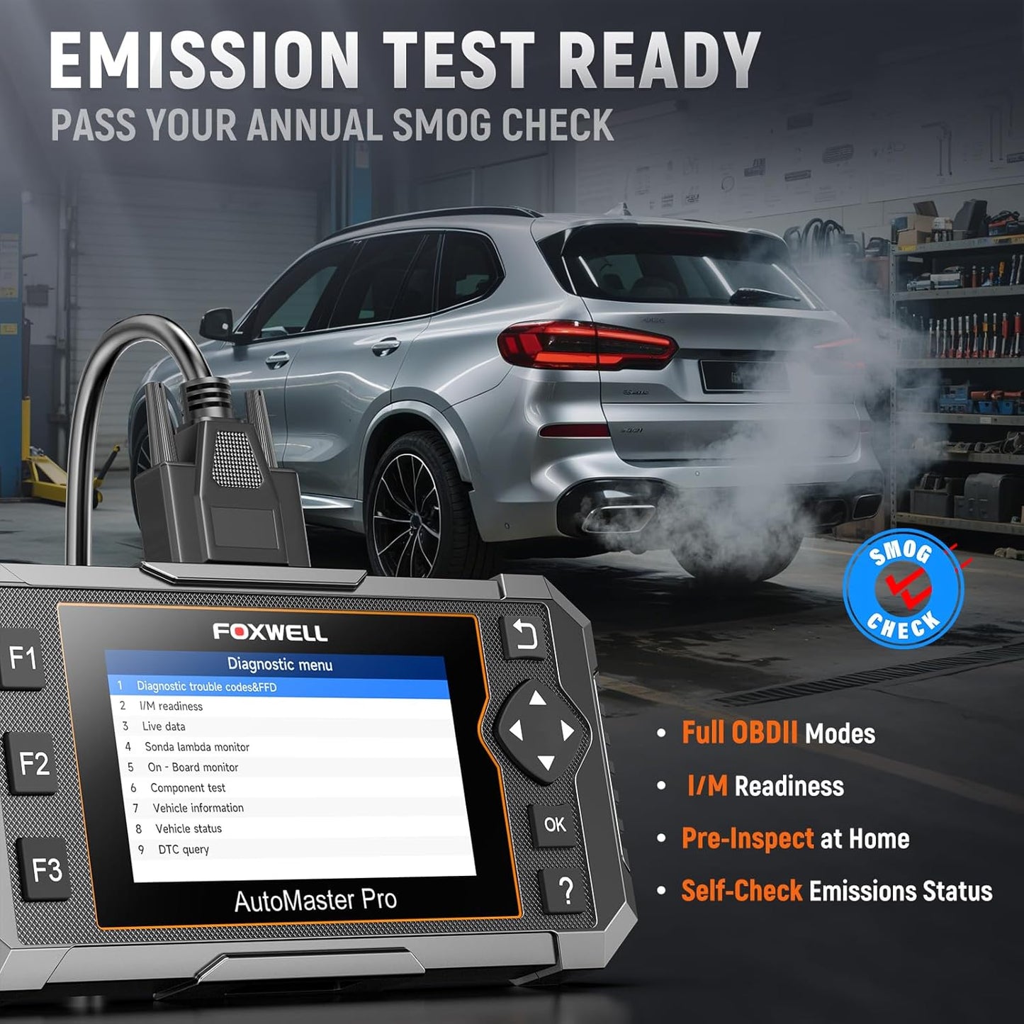 FOXWELL NT510 Pro fit for BMW 2-in-1 Diagnostic Scanner & 12V Battery Tester, Full System Bidirectional Scan Tool with All Reset Services & Battery Registration for BMW/Mini/RR (Lifetime Free Update)