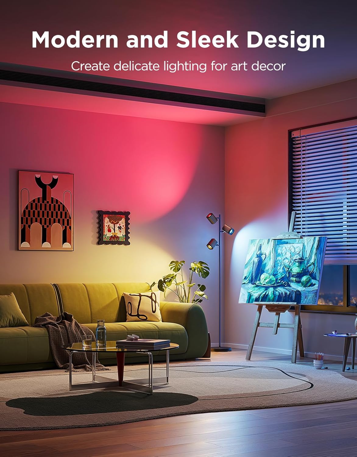 Govee Tree Floor Lamp Compatible with Matter, 3 Rotatable Lights with LuminBlend Technology, Standing Lamp with 64 Dynamic Scenes, Music Sync, Ideal Floor Lamp for Living Room, Bedroom, Office