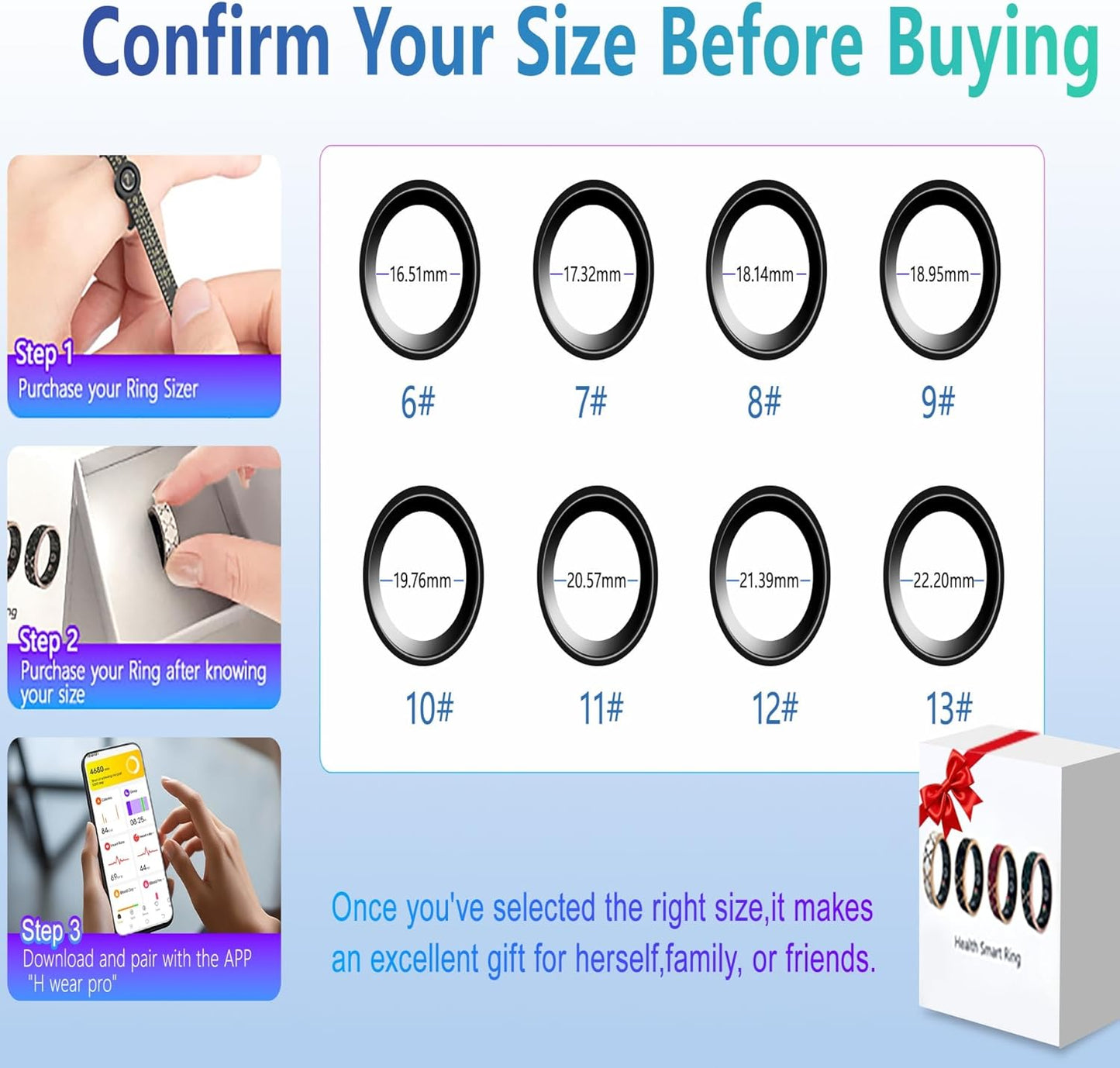 Smart Health Ring for Women & Men,Fitness Tracker Ring,with Heart Rate,Sleep,Blood Oxygen, BloodPressure,HRV & Cycles,IP68 Waterproof,iOS/Android, No Subscription.(White,9)