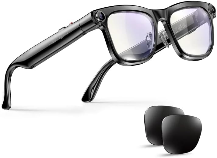 EnergyPort AI Smart Glasses with Camera, 4K HD Video Recording, AI Assistant/Real-Time Translation, Bluetooth Calling, for Men & Women, Suitable for Outdoor Activities (Includes 2 Pairs of Lenses)