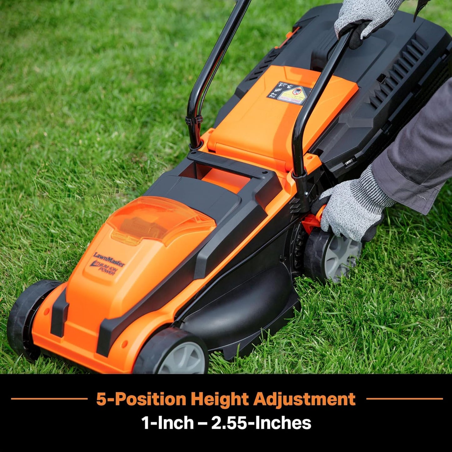 LawnMaster CLM2413A Cordless 13-Inch Lawn Mower 24V Max with 2X4.0Ah Battery and a Charger