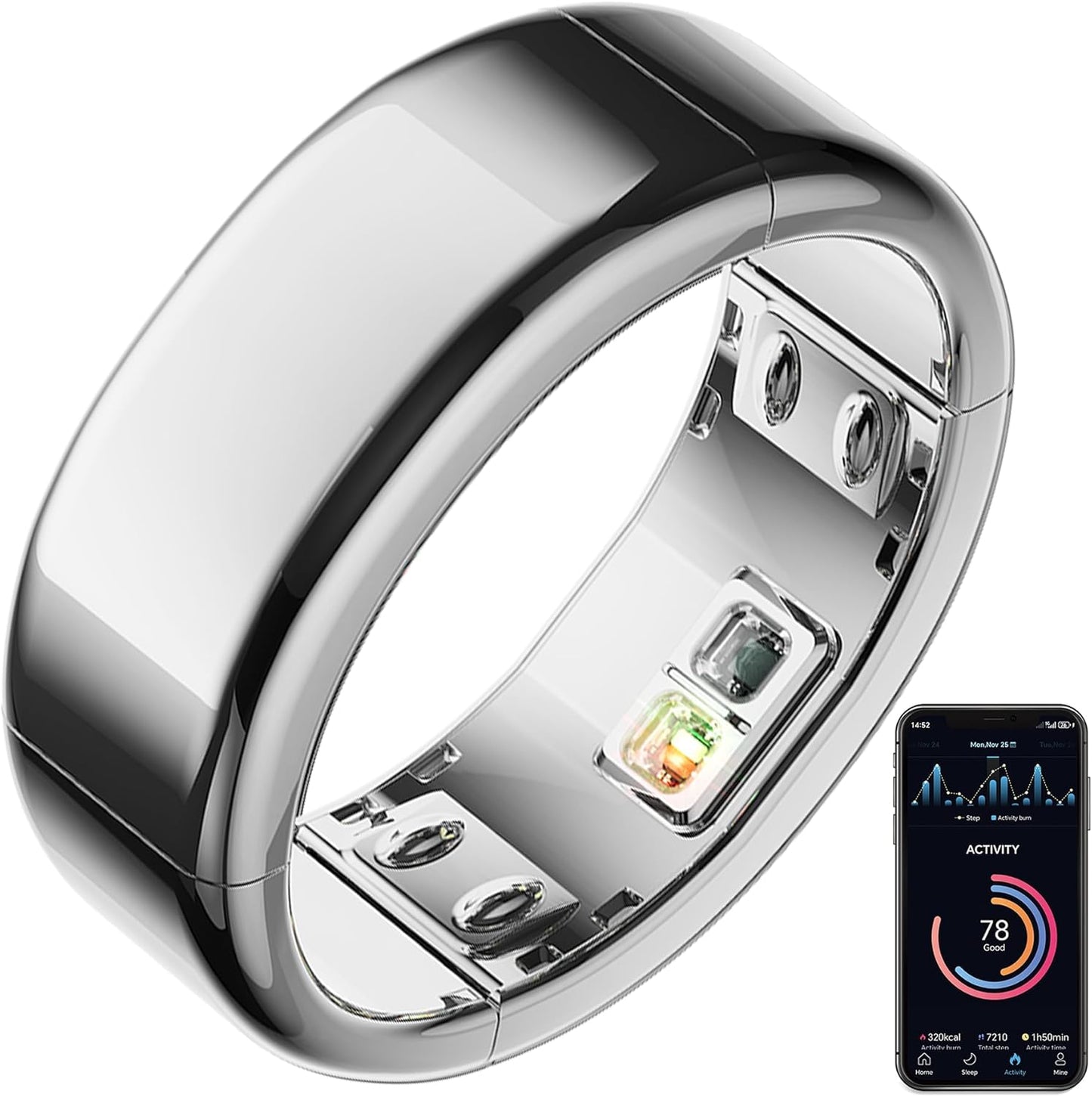 Smart Ring-Automatically Adjustable Wearable Ring for Men & Women, No App Subscription, Fitness Ring for Sleep Tracking - Fitness Tracker