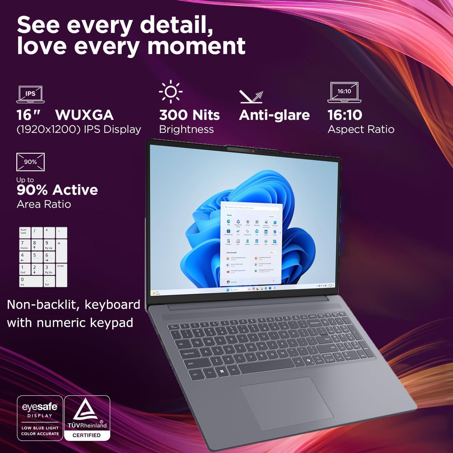 Lenovo Laptop Computer, IdeaPad Slim 3 2026, 15.3" FHD Anti-Glare Display, Intel Core i5-13420H, 8GB DDR5 RAM, 512GB SSD, Copilot AI, Long Battery Life, Lightweight Portability, Office 365, Luna Grey