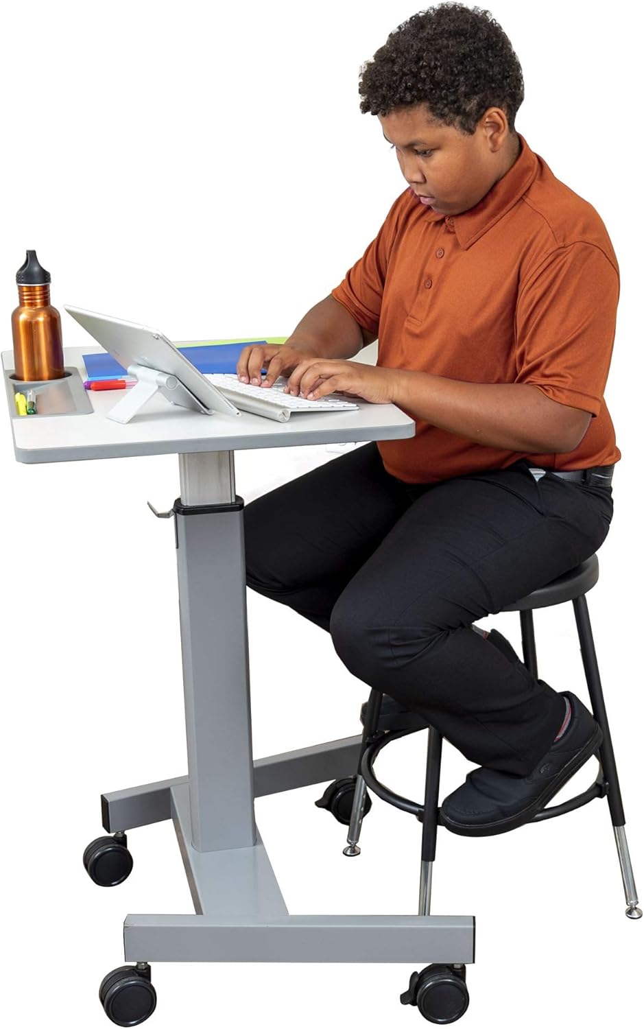 Stand Up Desk Store Stackable Adjustable-Height Classroom Office Workstation Stool (Black)
