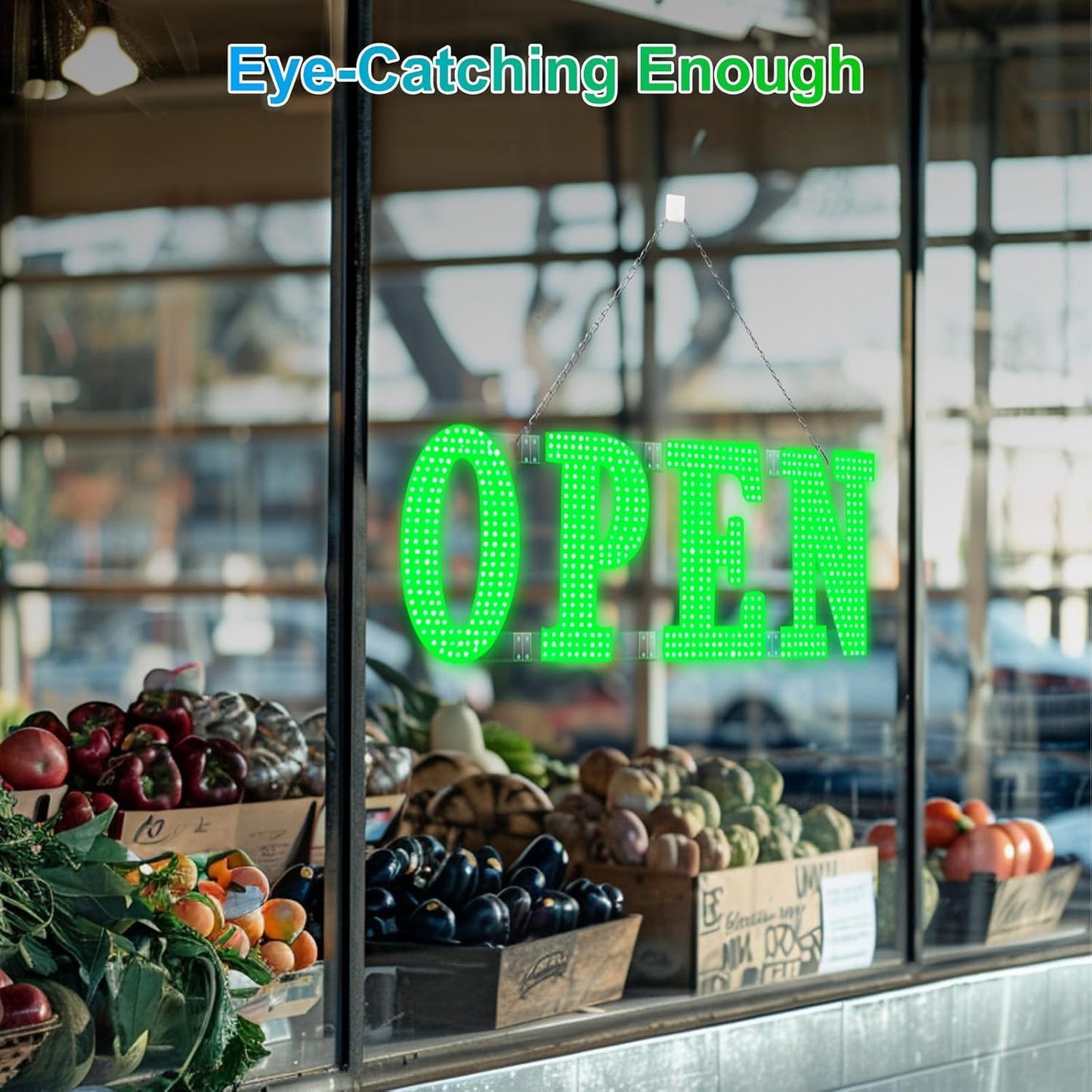 40"x14" Large LED Open Signs for Business Super Bright Unique Design Open Sign with Hanging Installation for Window Stores Bar Hotel Retail Shops Salon Restaurant Office Green