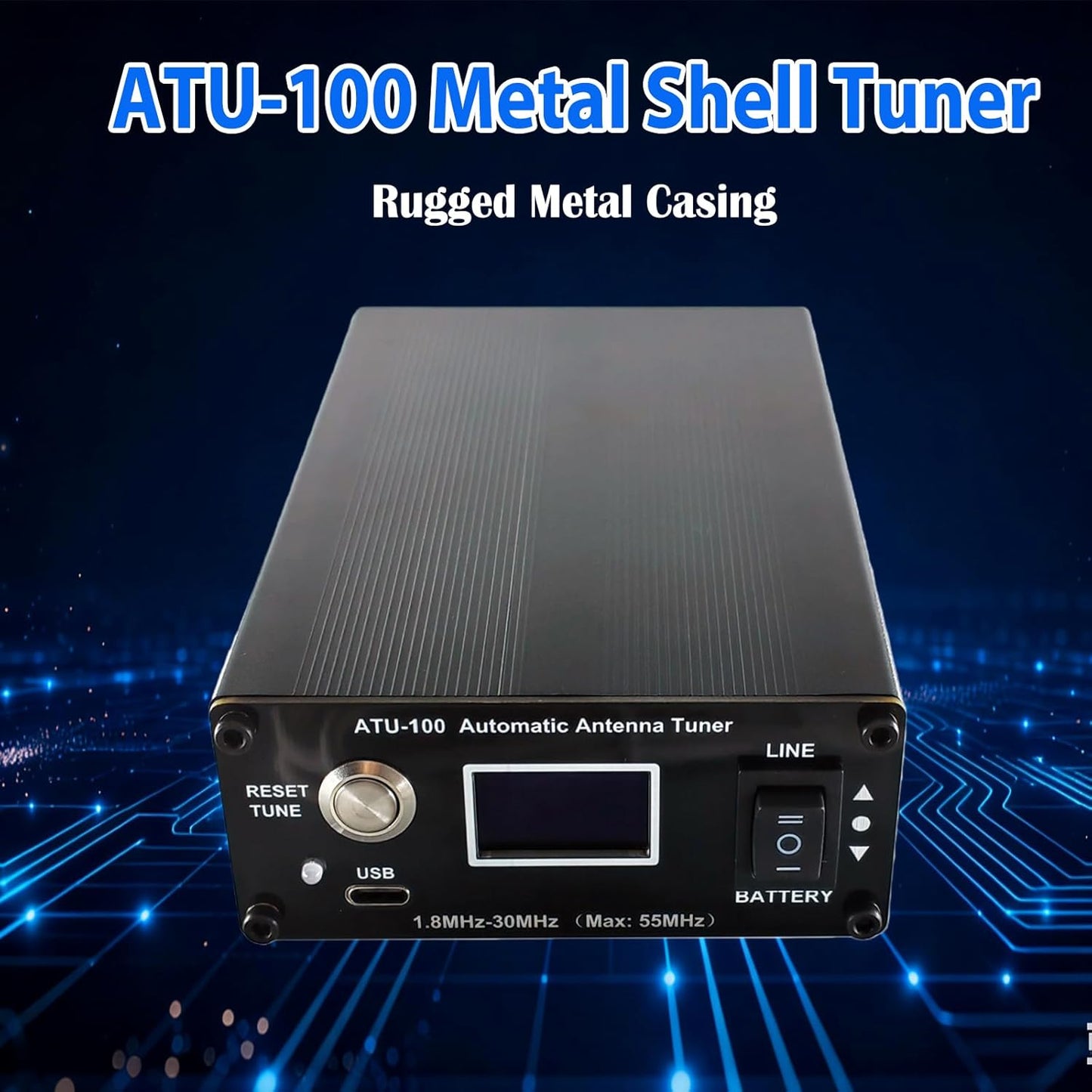 V3.2 ATU-100 EXT Automatic Antenna Tuner for Ham Radio – 1.8-55MHz, Low SWR Tuner, Compact Design, Works with Amateur Radio Equipment, Ideal for POTA/SOTA/DX with 5000mAh Battery