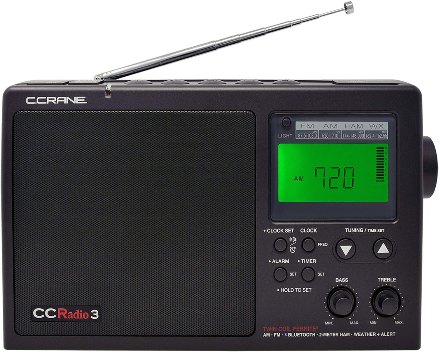 C. Crane CCRadio 3 Long Range Reception AM, FM, NOAA Weather Plus Alert and 2-Meter Ham Band Portable Digital Radio with Bluetooth