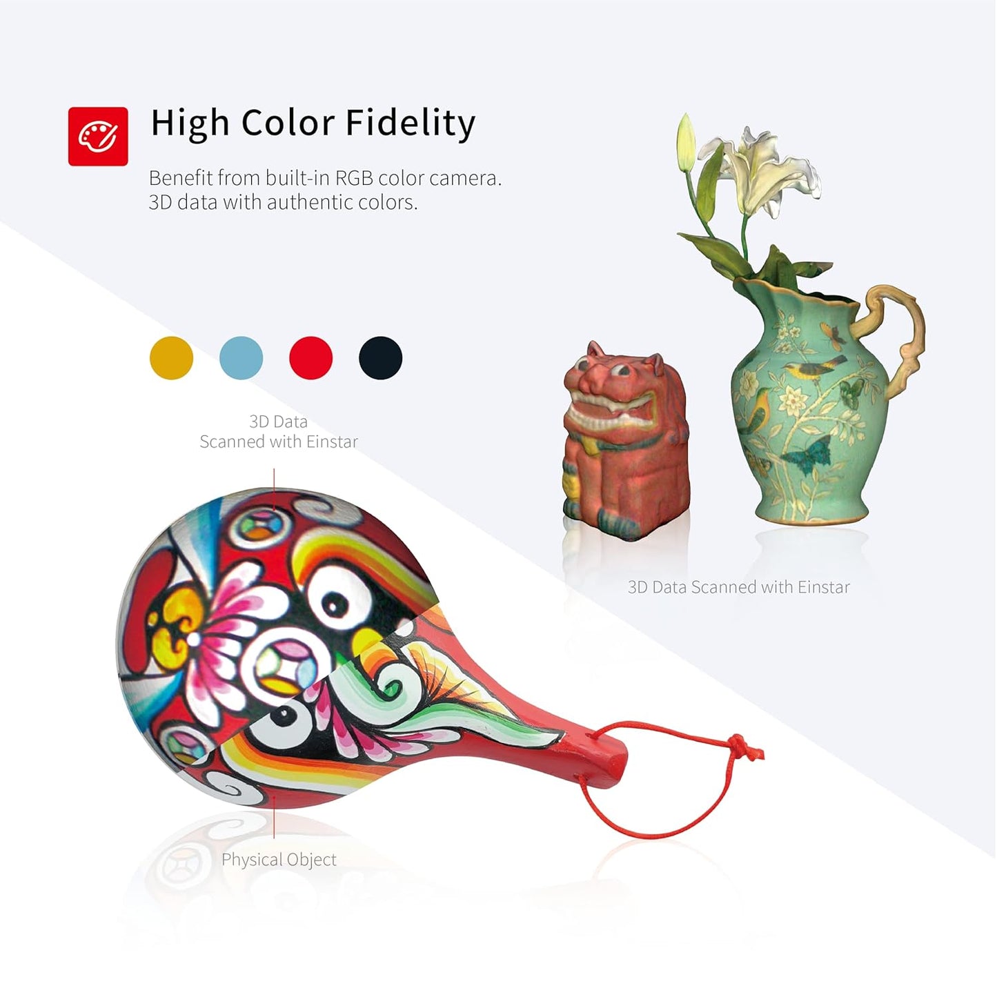 Shining 3D Einstar Handheld 3D Scanner with Detail-Oriented Enhancement Technology Support Scanning Hair and Body, Up to 14FPS Scanning Speed High Quality Collecting Data 3D Scanner for 3D Printer
