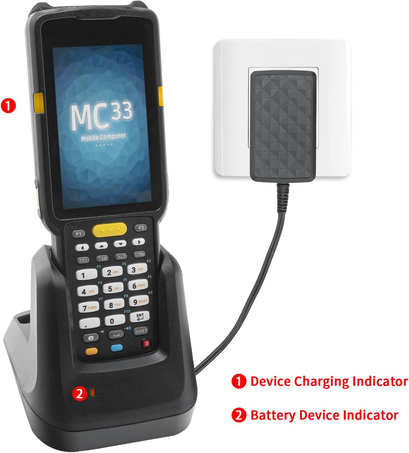 Charger Cradle for Zebra MC3300 MC3300x MC3300ax MC3400 MC330K MC330M MC330L MC333R MC3450 Barcode Scanner, CRD-MC33-2SUCHG-01, Single Slot Charging Dock & Communication Station