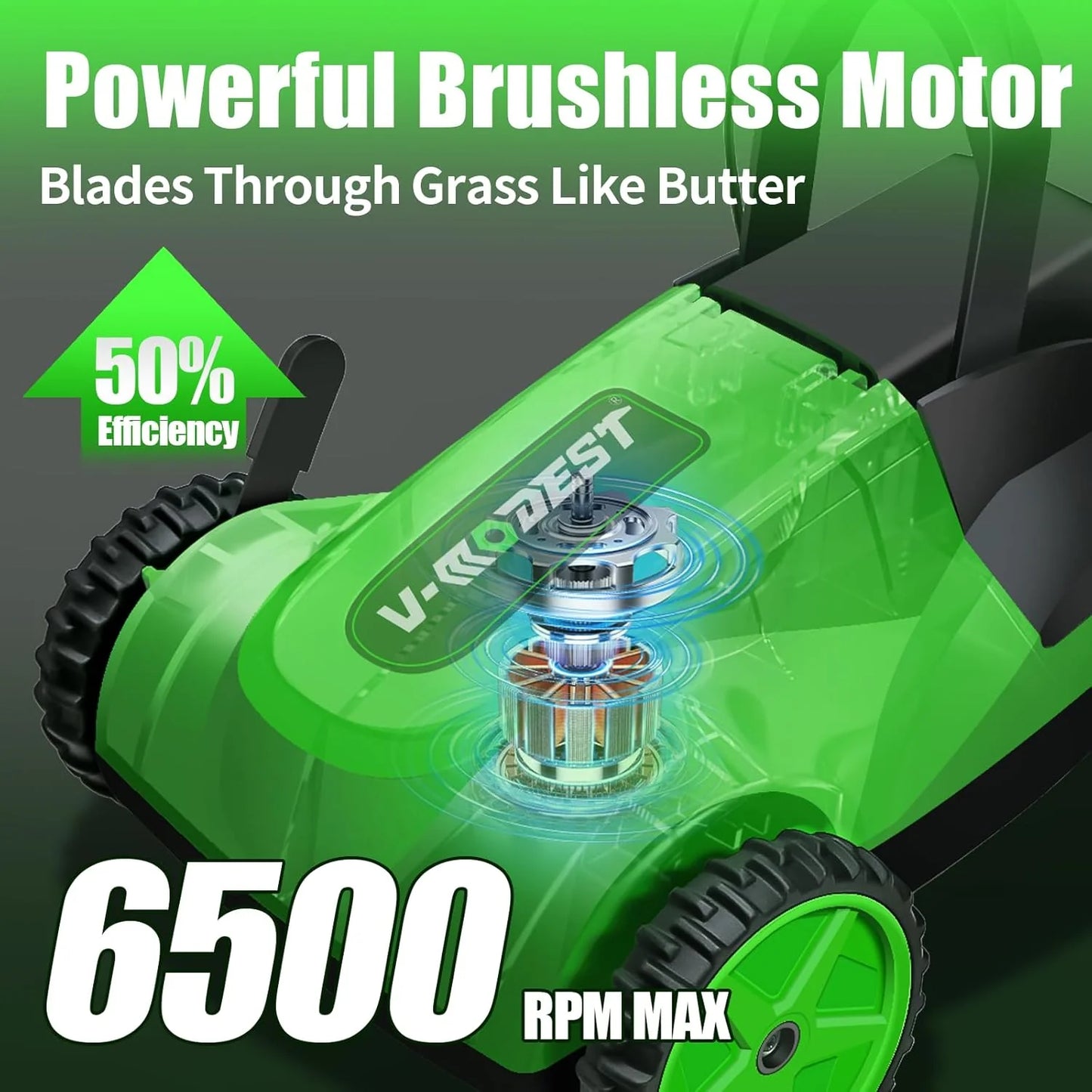 Cordless Lawn Mower, Electric Small Lawn Mower with 2 x 21V 4.0Ah Battery, Lightweight Mini Lawn Mower with Brushless Motor, 3 Cutting Heights, Garden Yard Lawn Care