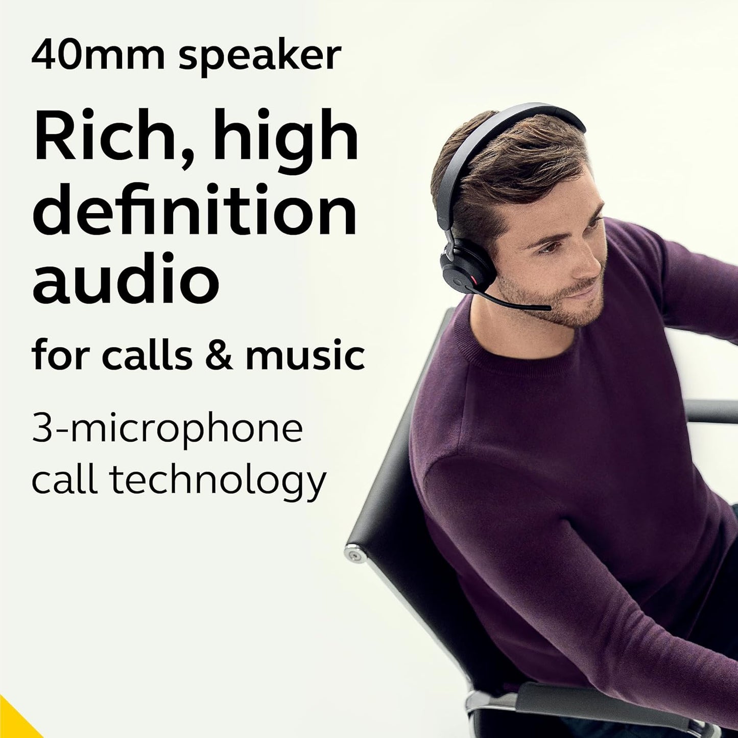 Jabra Evolve2 65 UC Wireless Headset with Link380a, Mono, Black – Wireless Bluetooth Headset for Calls and Music, 37 Hours of Battery Life, Passive Noise Cancelling Headphones