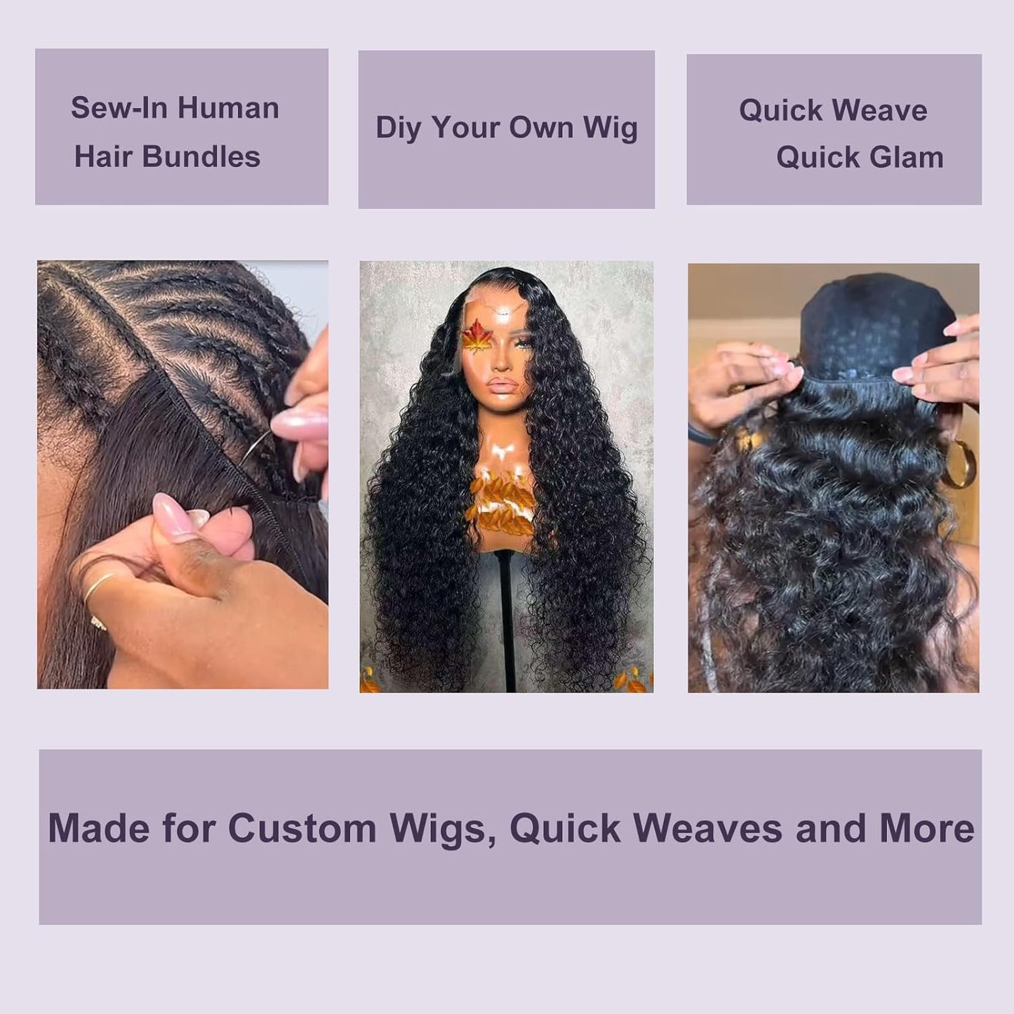 Deep Wave Human Hair Bundles, 22 24 26 Inch 13A Curly Bundles Human Hair, Wet and Wavy 100% Brazilian Virgin Quick Weave Deep Wave Bundle for Women, 300G