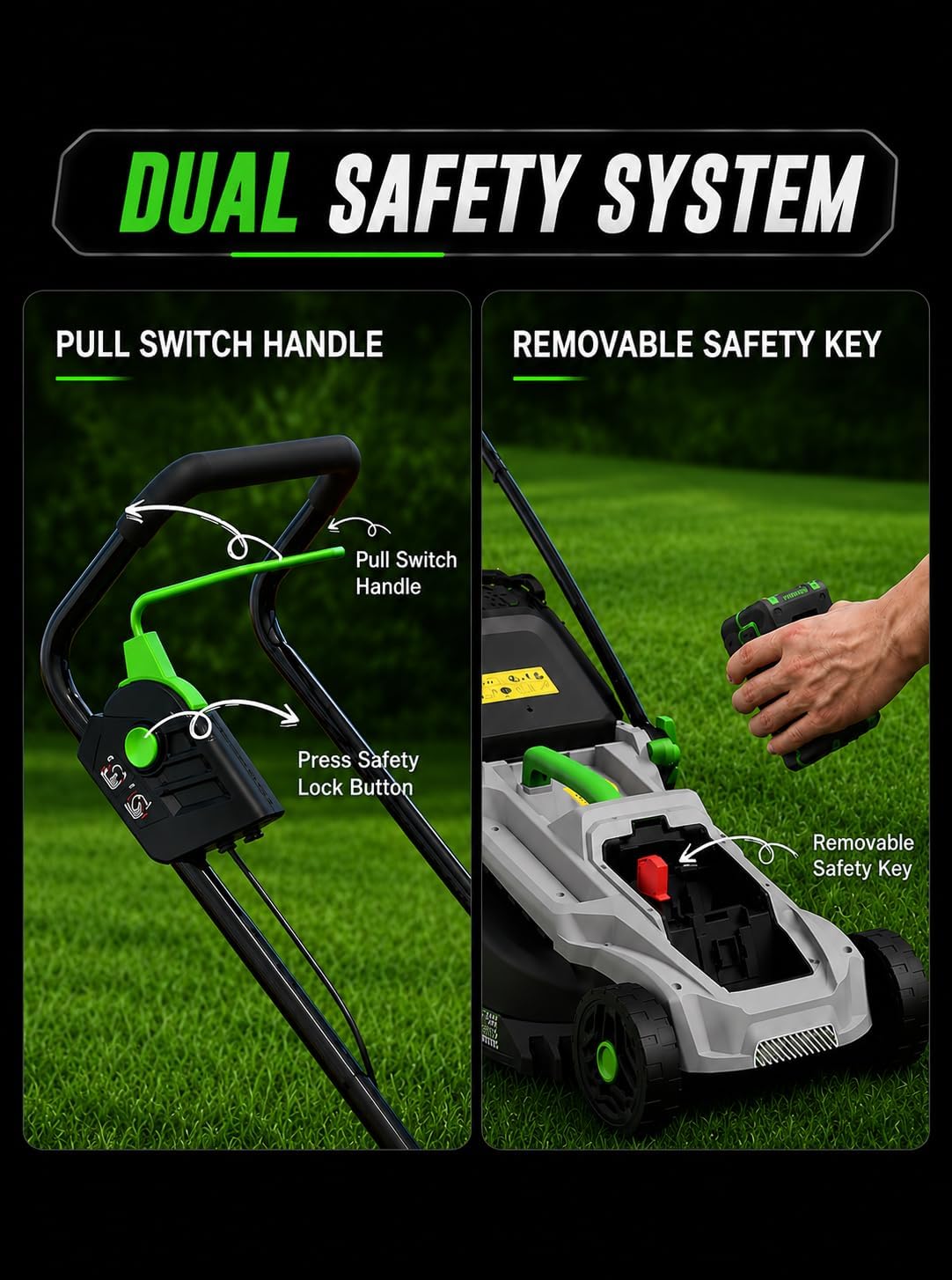 40V Cordless Lawn Mower, 16-Inch Brushless Electric Push Mower with 4.0Ah Battery & Charger, 2-in-1 Mulching and Bagging, 5-Position Height Adjustment, Lightweight Foldable Design, Green