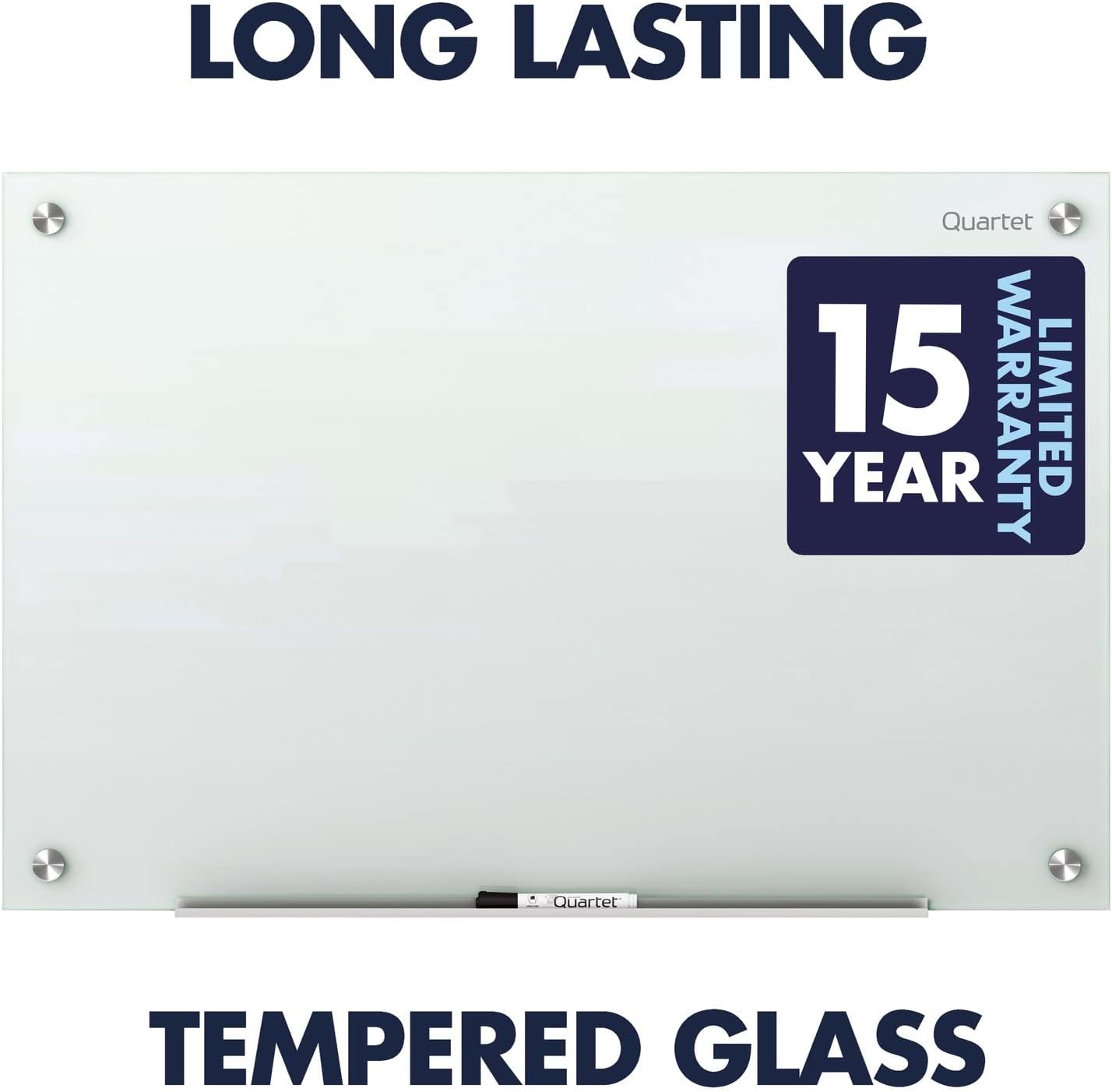 Quartet Magnetic Glass Dry Erase White Board, 48''W x 36''H Whiteboard, Infinity Frameless Mounting, White Surface (G4836W)
