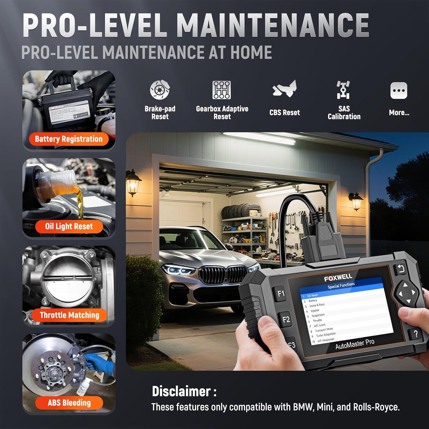 FOXWELL NT510 Pro fit for BMW 2-in-1 Diagnostic Scanner & 12V Battery Tester, Full System Bidirectional Scan Tool with All Reset Services & Battery Registration for BMW/Mini/RR (Lifetime Free Update)