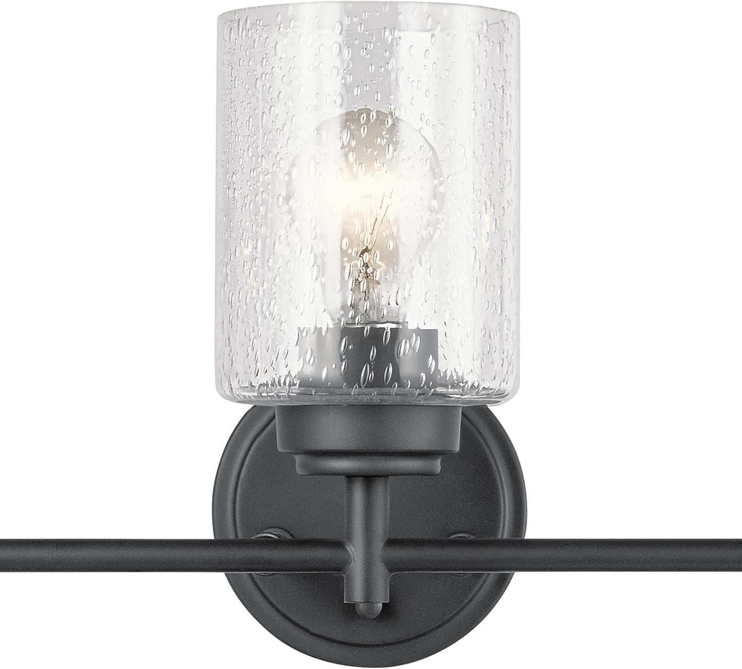 Kichler Winslow 21.5" 3-Light Bathroom Vanity Light Fixture with Clear Seeded Glass in Black, Modern Wall Mount Lighting for Mirror over Vanity in Bathroom, 45886BK