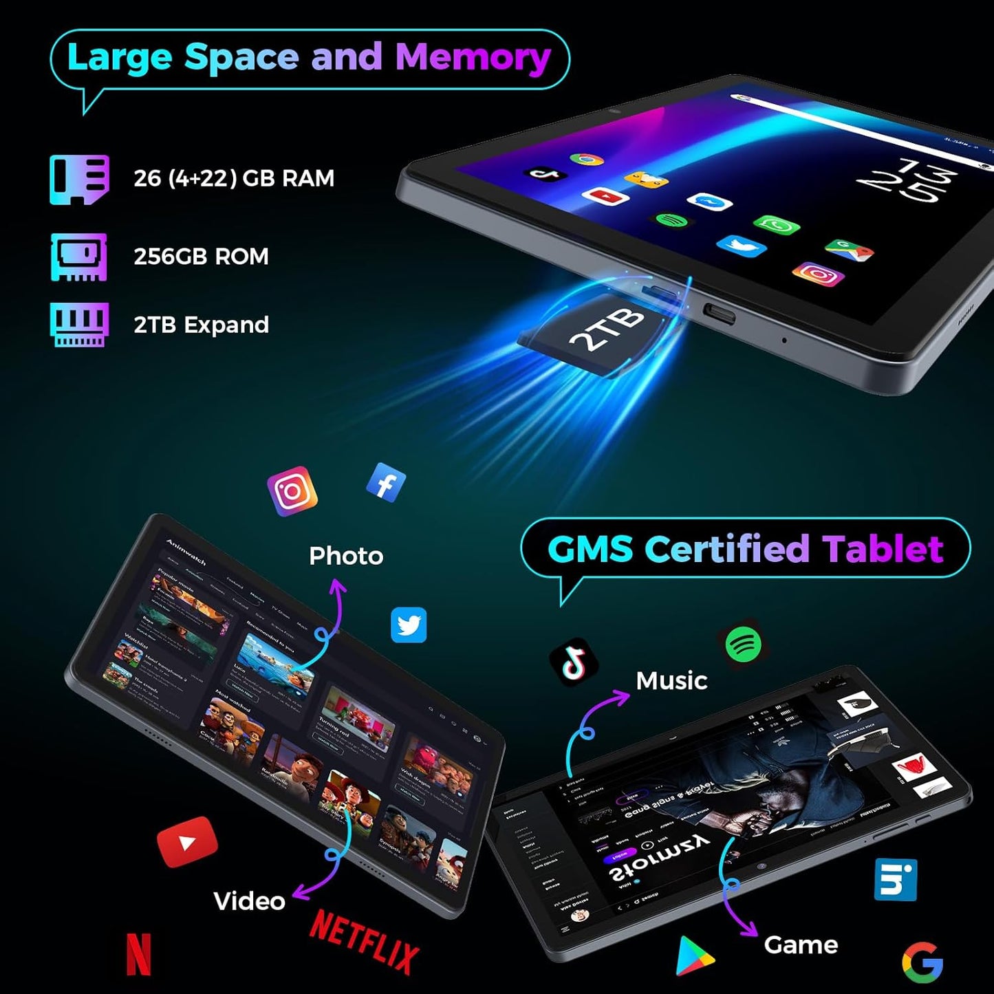 2026 Gemini AI Android 16 Tablet, 10 inch Tablet with Keyboard, 26GB+256GB (2TB Expand), 2-in-1 Tablets with 8-Core, 5G WiFi, 8000mAh, GMS, GPS, Electronic Tablets PC with Mouse, Case, Stylus (Green)