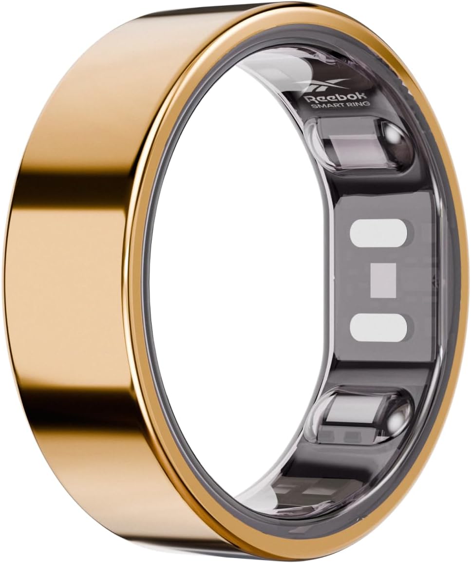 Reebok Smart Ring for Women or Men - Shiny Gold, Size 10 Fitness Ring - The Next Generation of Wearable Technology - Fitness and Sleep Tracker - Monitors Wellbeing and Recovery