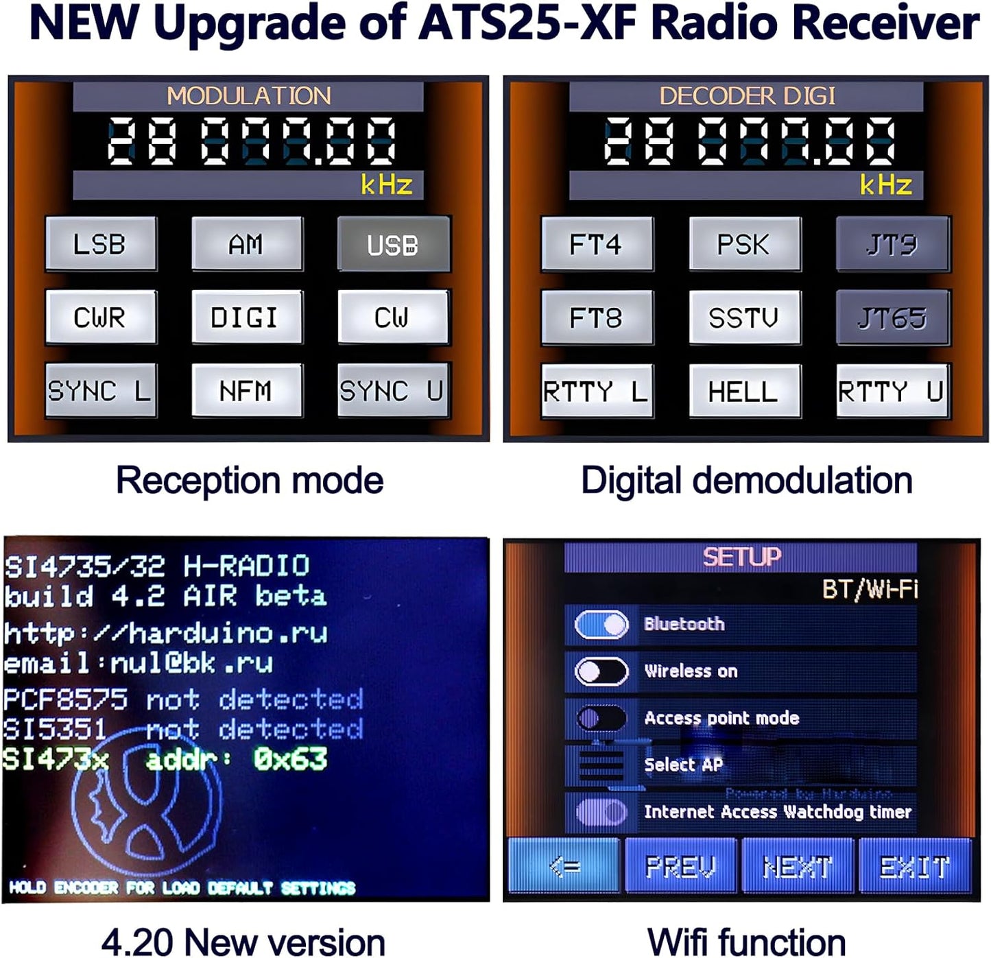 Upgraded V4.20 ATS25-XF Si4732 DSP Shortwave Radio Receiver with Bracket Donut Antenna, 2.8-inch LCD Touch-Screen WiFi FM LW SW CB MW SSB FT8 RTTY PSK Hell Full-Band Decoder Receiver, LNA Function
