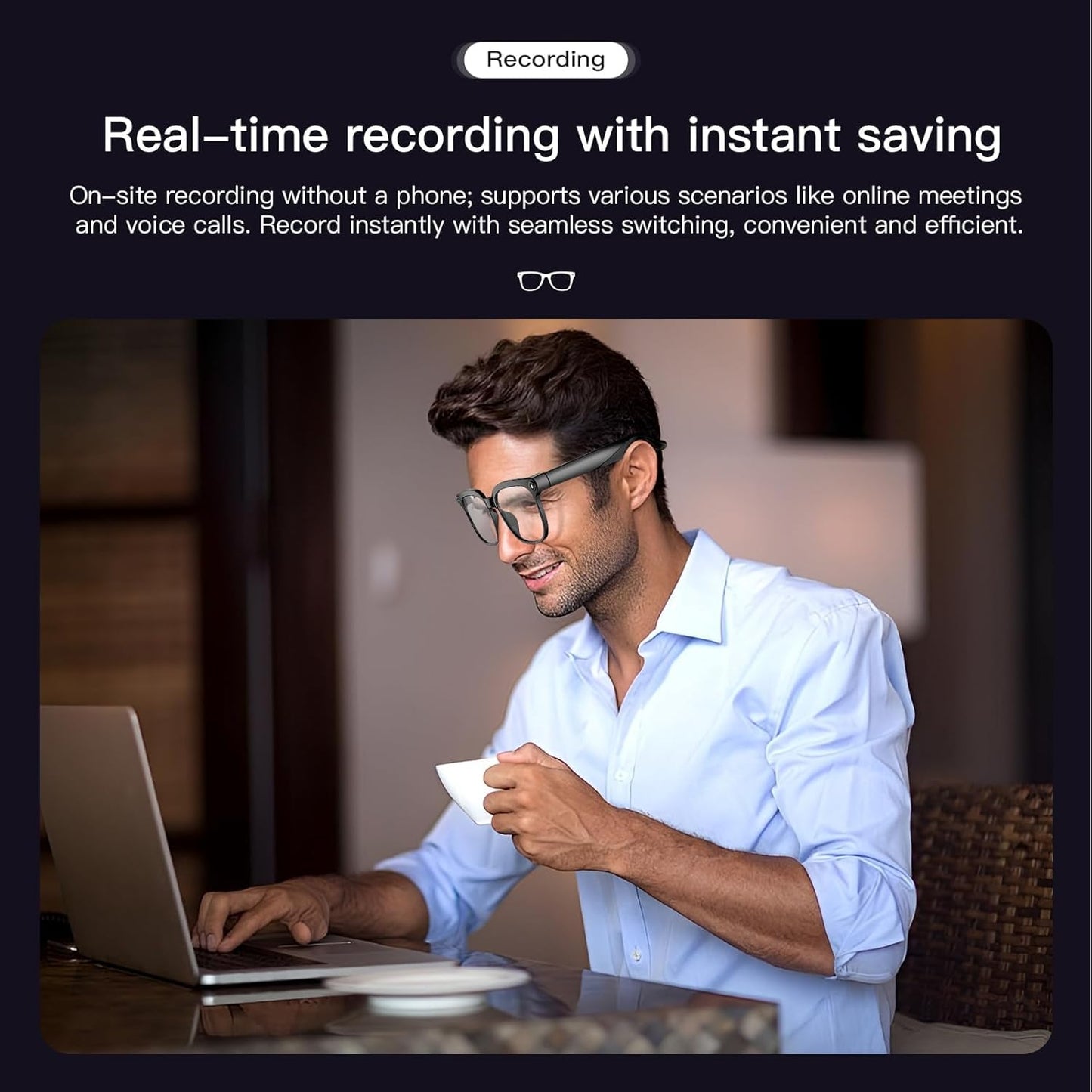 Smart Glasses with Camera, 4K HD Video & Photo Capture Recording Glasses with Audio, AI ChatGPT Assistant, Real-Time Translation Bluetooth Camera Sunglasses, Voice Control Smart Glasses for Men Women
